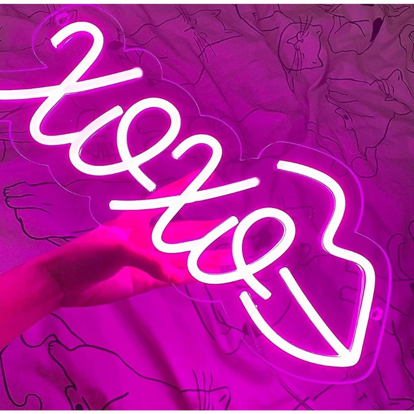 Lovely Bright Pink Lips XOXO LED Night Light Room Wall Decoration