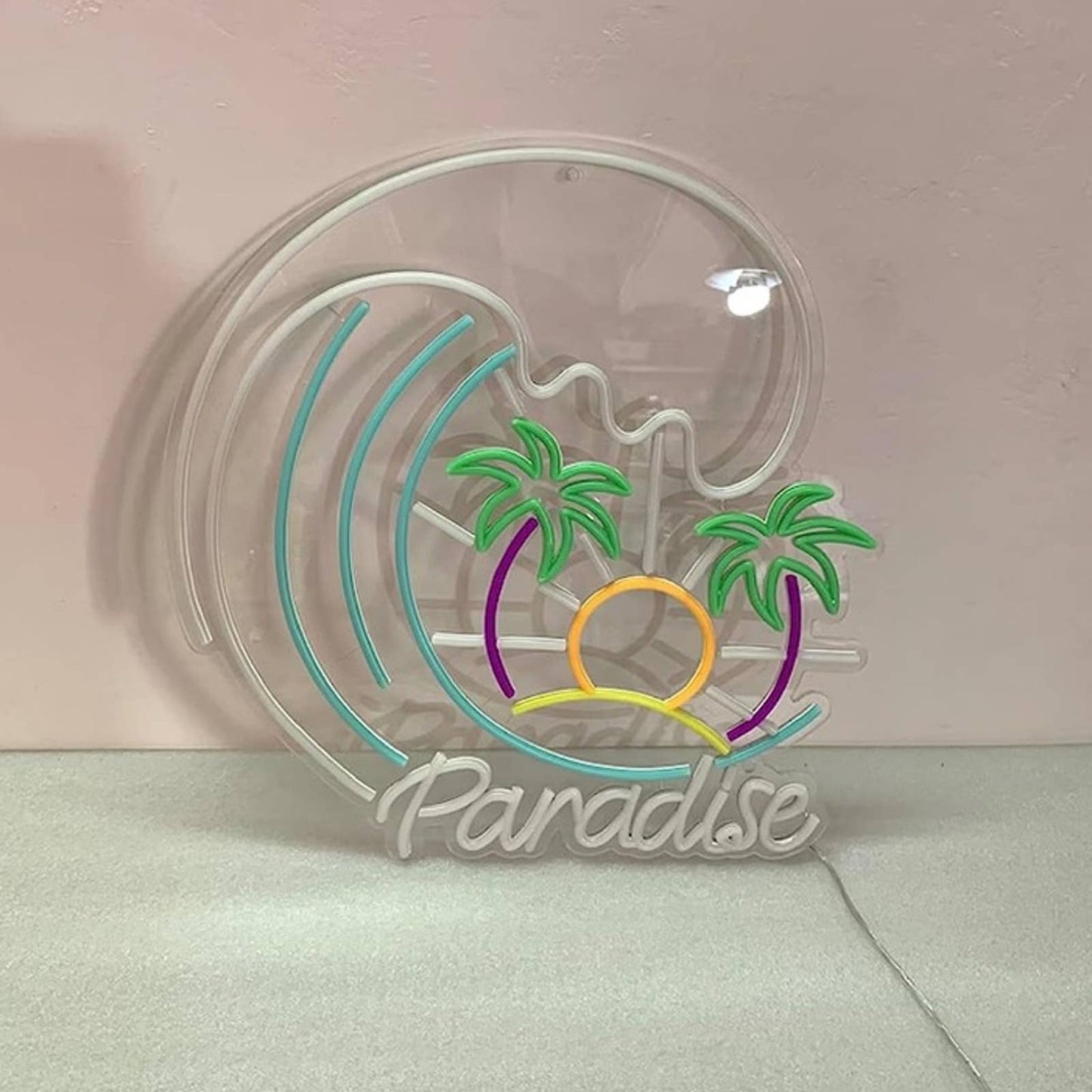 Vivid Bright Tropical Paradise Palm Tree Sun Rise LED Night Light Vacation Decor