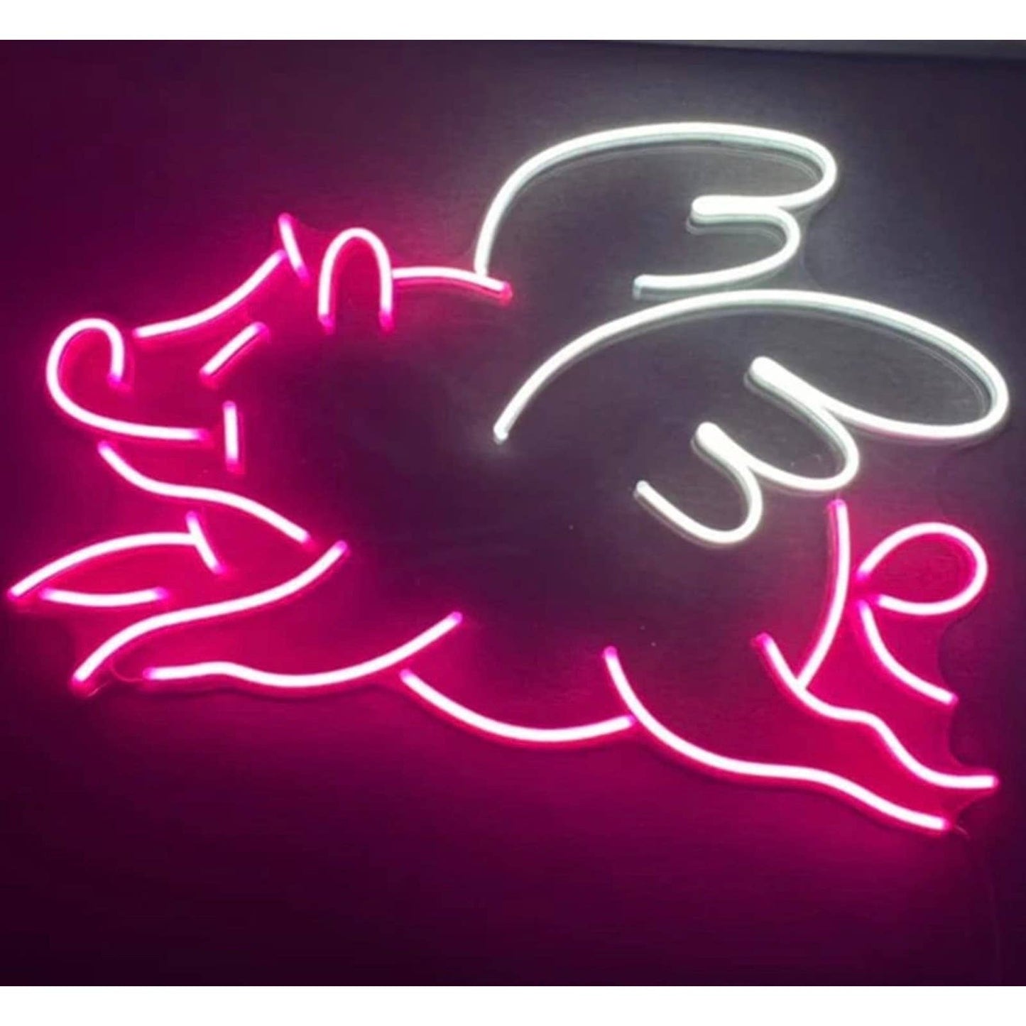 Lovely Bright Pink Flying Angel Pig LED Night Light Room Wall Decoration