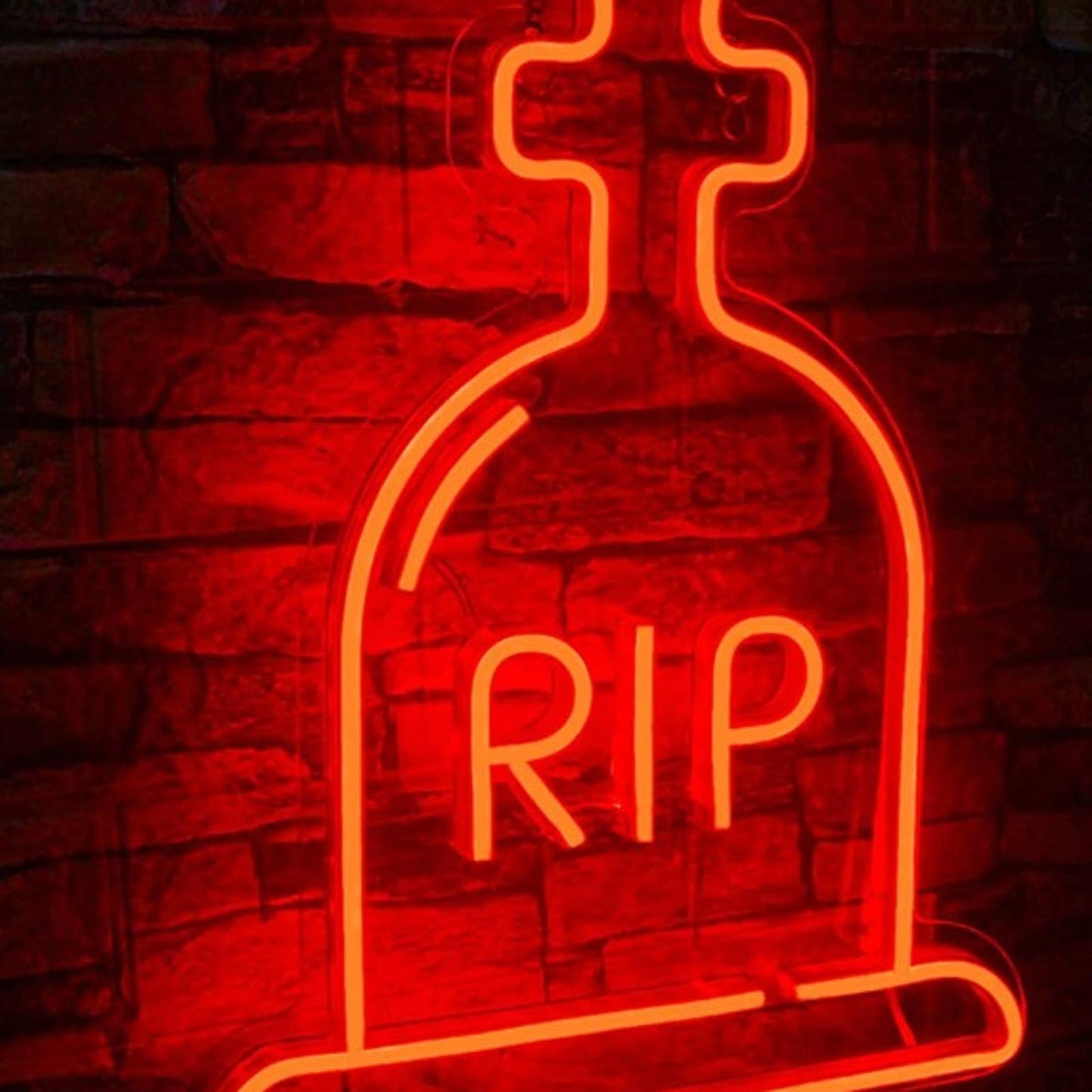 Vivid Bright Spooky Red RIP Tombstone Graveyard LED Night Light Room Decor