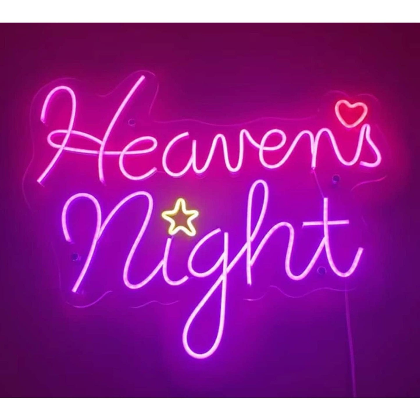 Lovely Bright Pink & Purple “Heaven’s Night” LED Night Light Sign Room Wall Deco