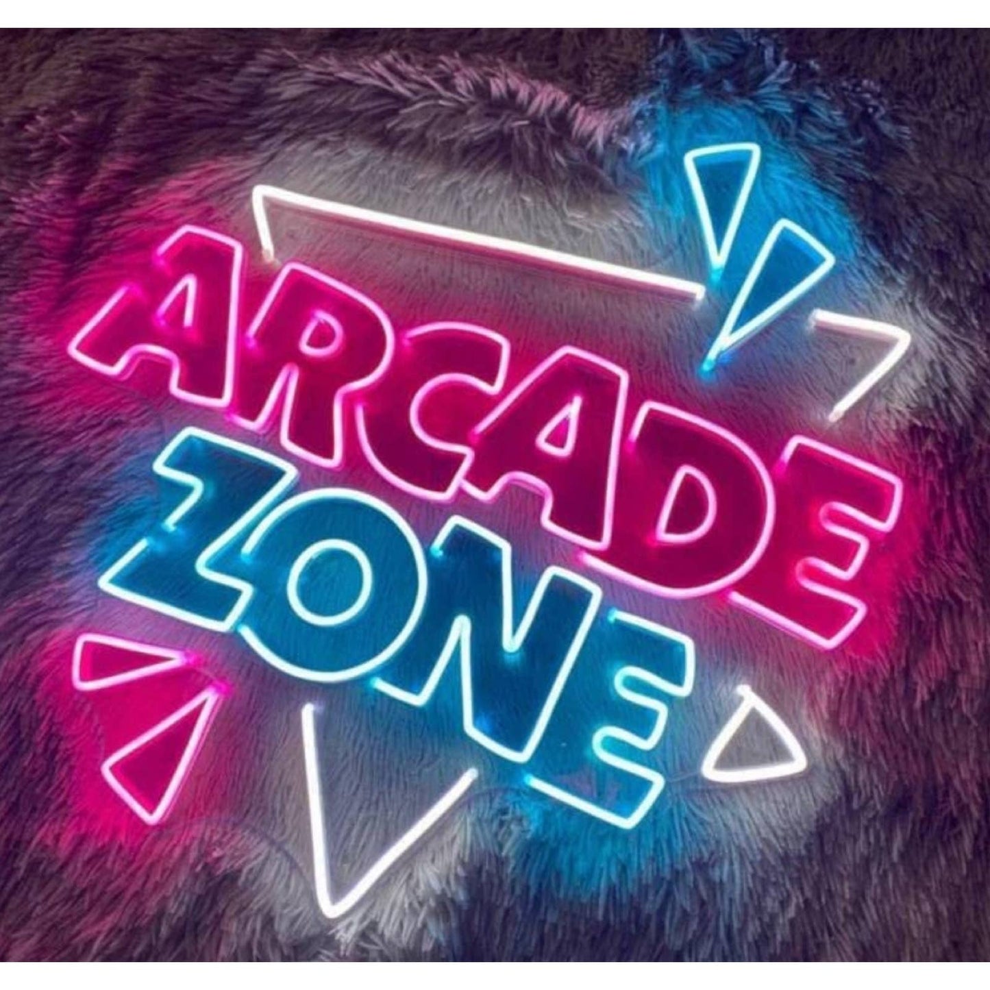 Fun Large Bright Pink/Blue/White Arcade Zone LED Light Game Room Wall Decoration
