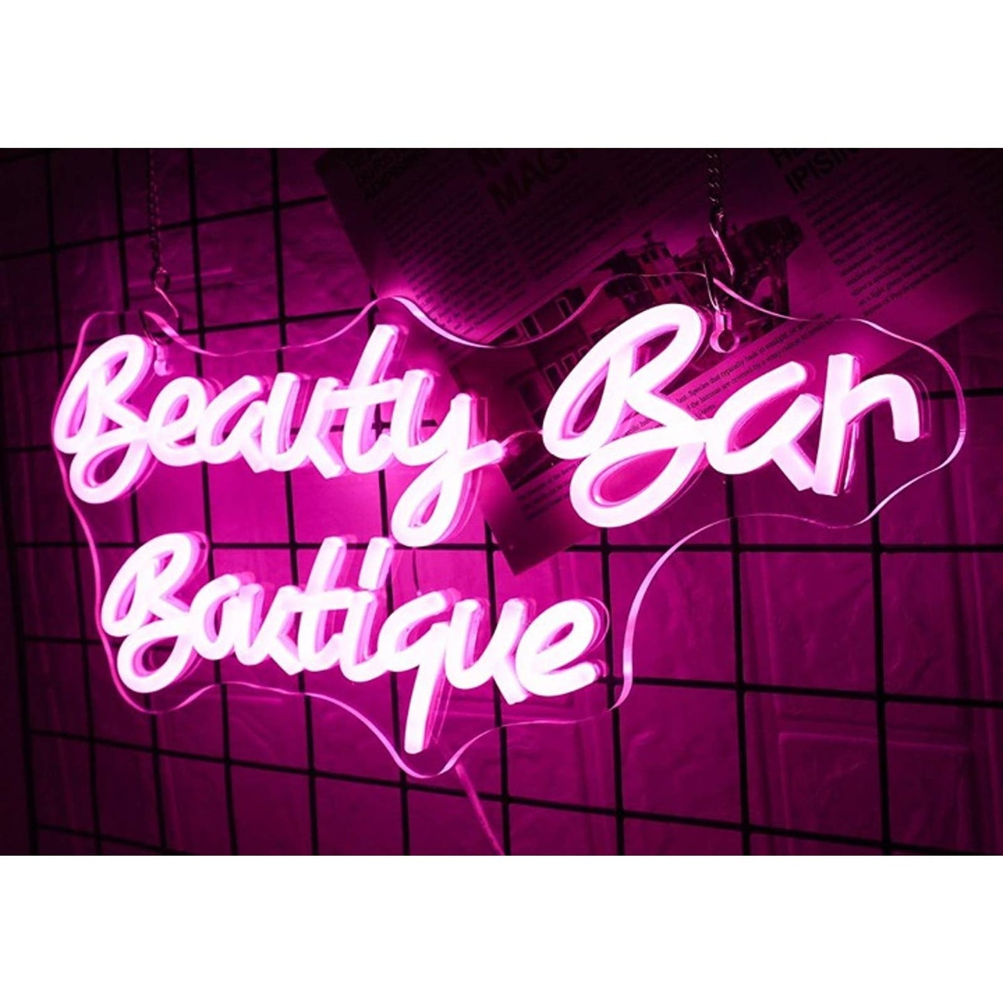 Lovely Bright Pink “Beauty Bar Boutique” LED Night Light Room Wall Decor