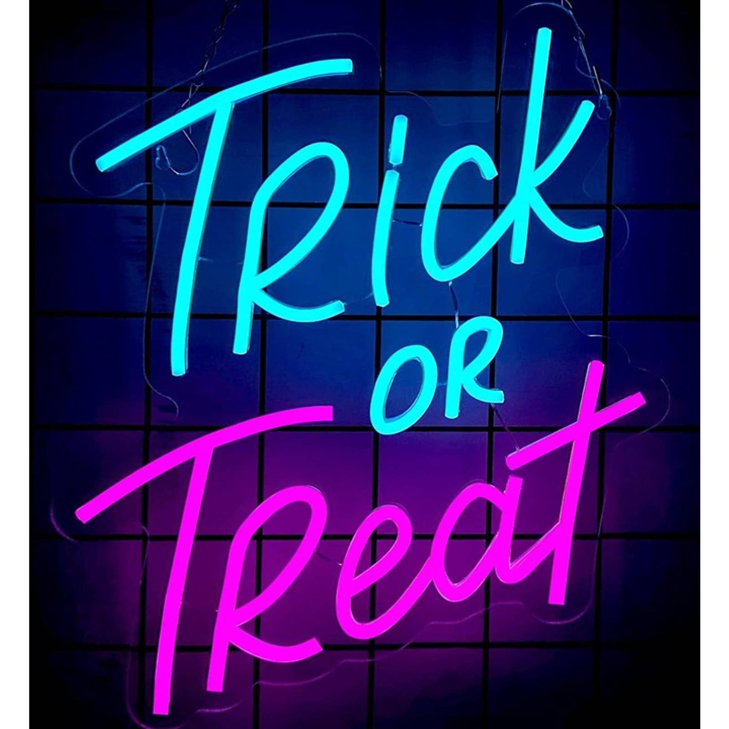 Fun Vivid Bright Pink / Blue “Trick or Treat” LED Night Light Halloween Decor