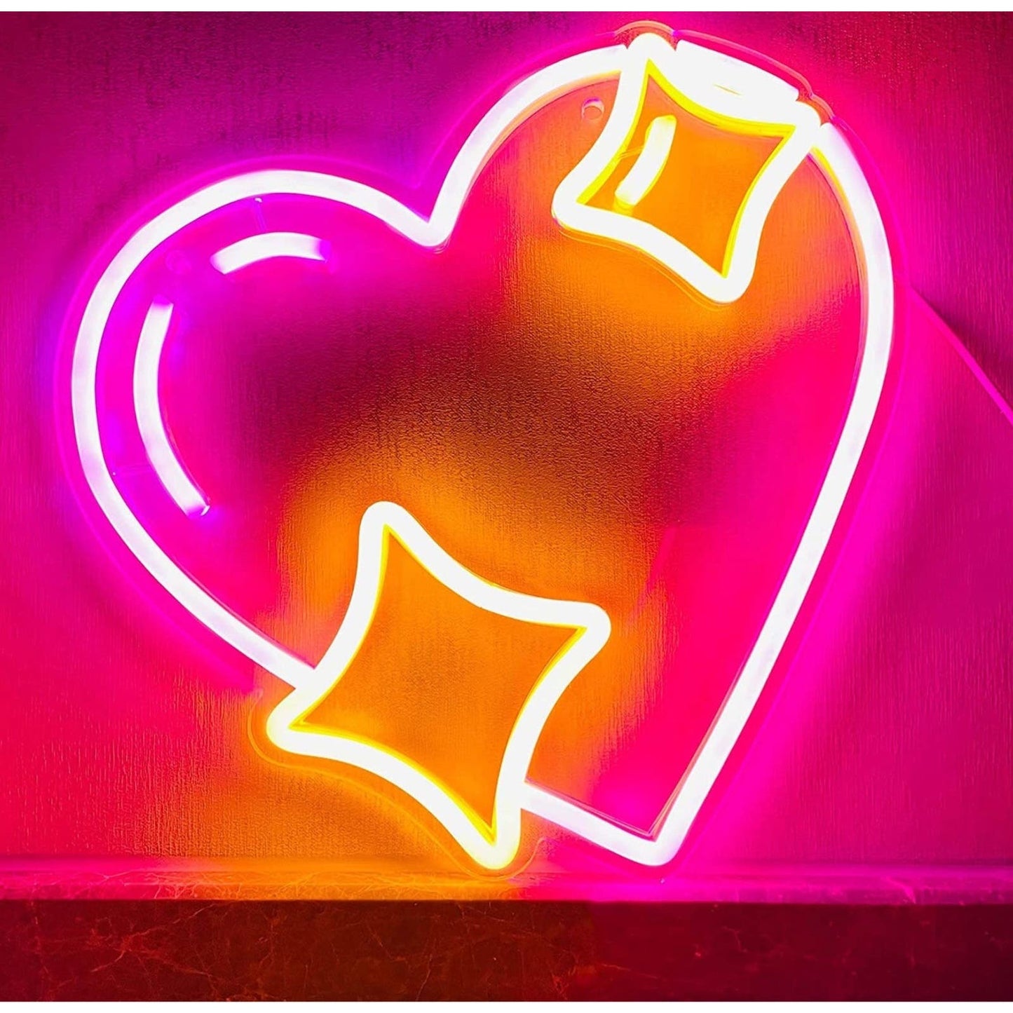 Lovely Bright Pink Sparking Heart LED Night Light Room Wall Decoration