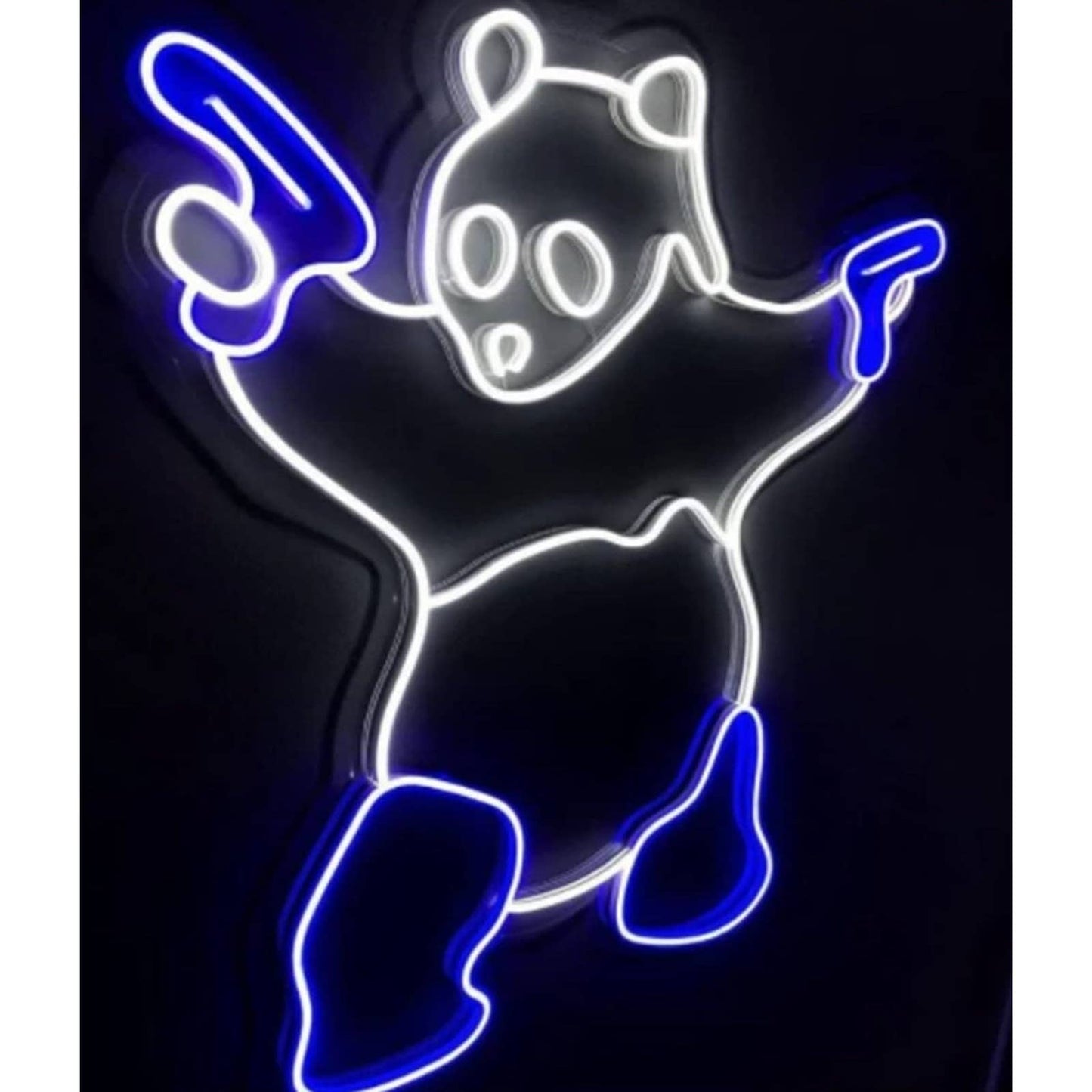 Fun Bright White Panda with Blue Guns LED Night Light Room Wall Decoration