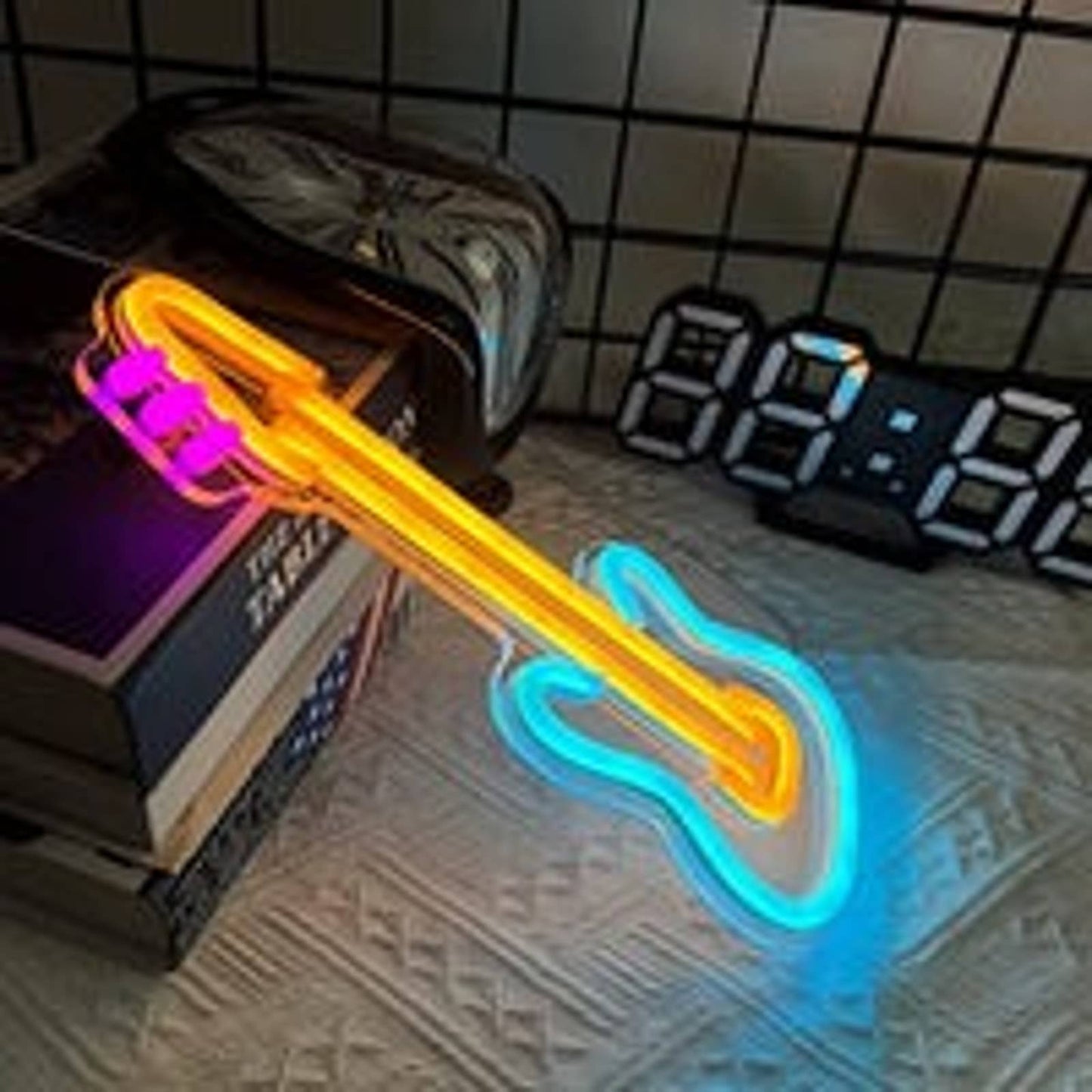 Lovely Bright Colorful Electric Guitar LED Night Light Music Room Wall Decoratio