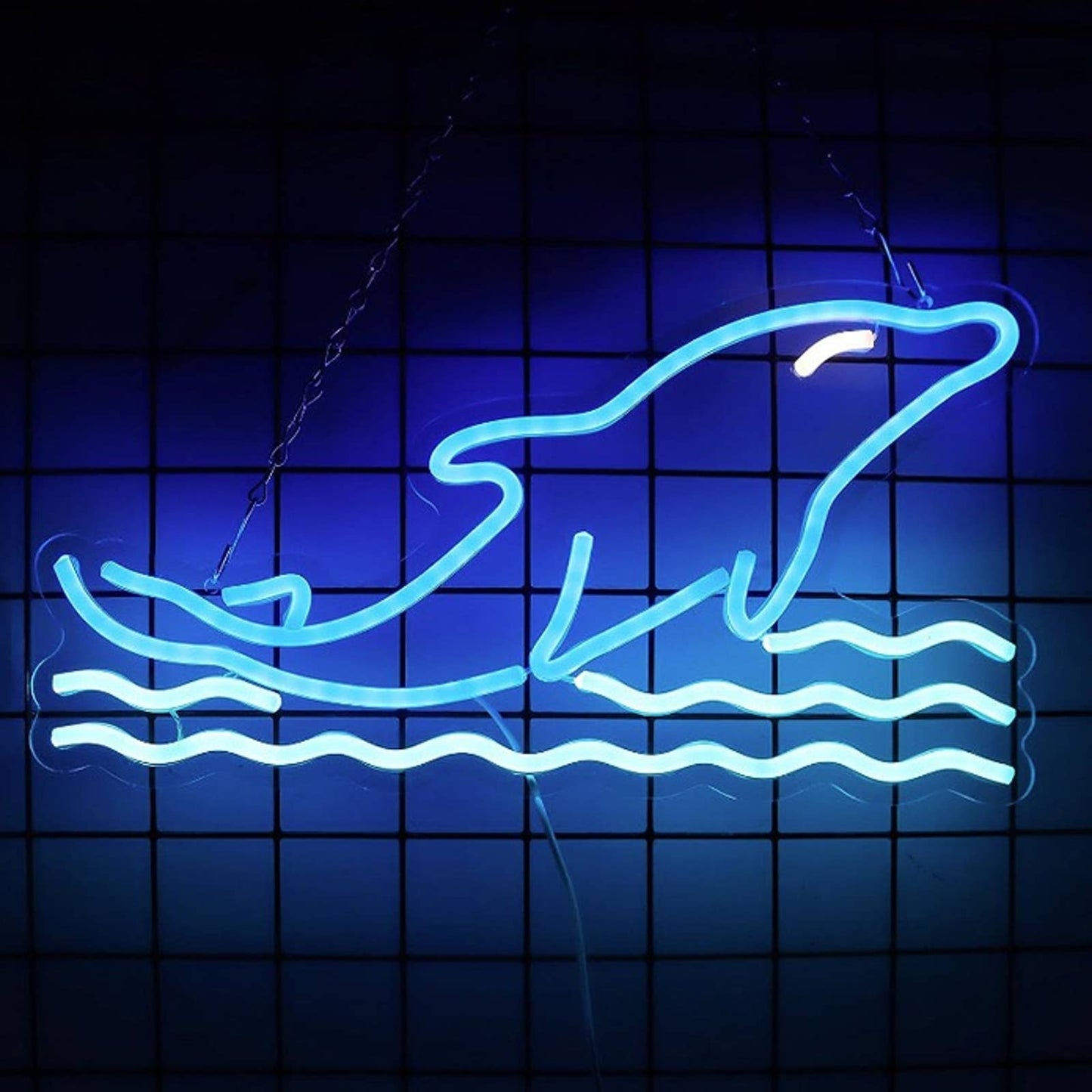 Lovely Bright Blue Dolphin LED Night Light Room Wall Decoration