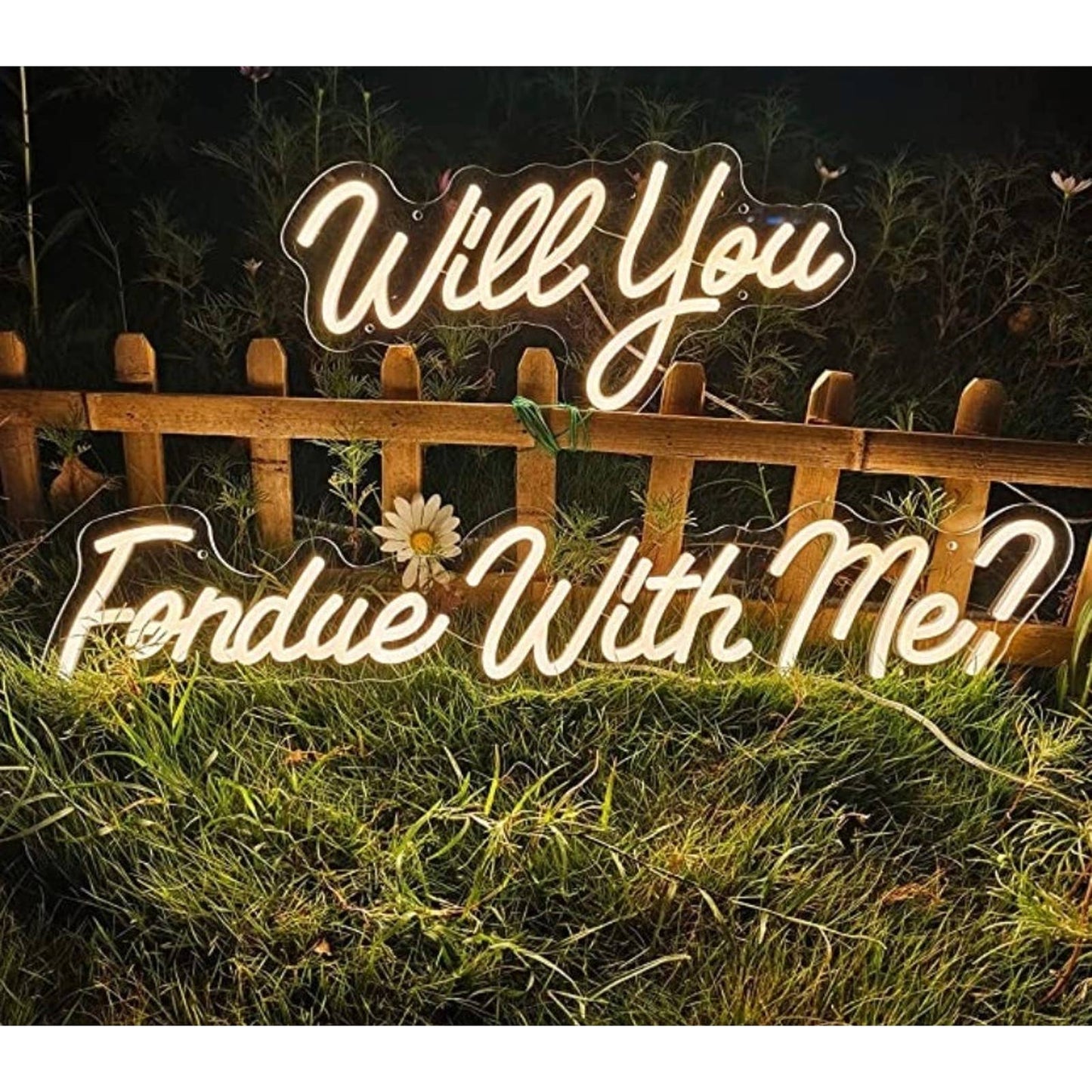 Lovely Warm Bright “Will You Fondue With Me” LED Night Light Room Wall Decoratio