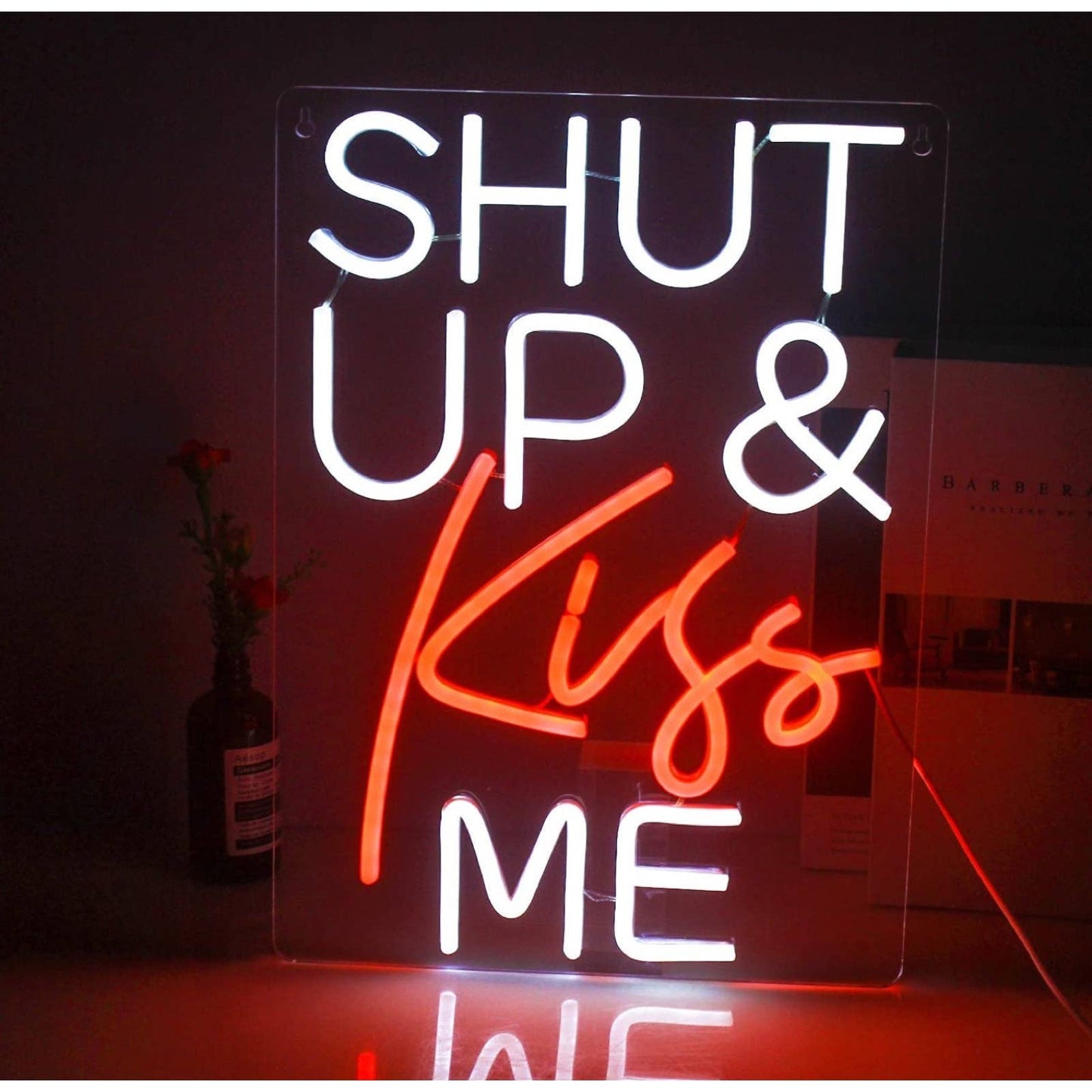 Lovely Bright “Shut Up & Kiss Me” LED Night Light Room Wall Love Decor