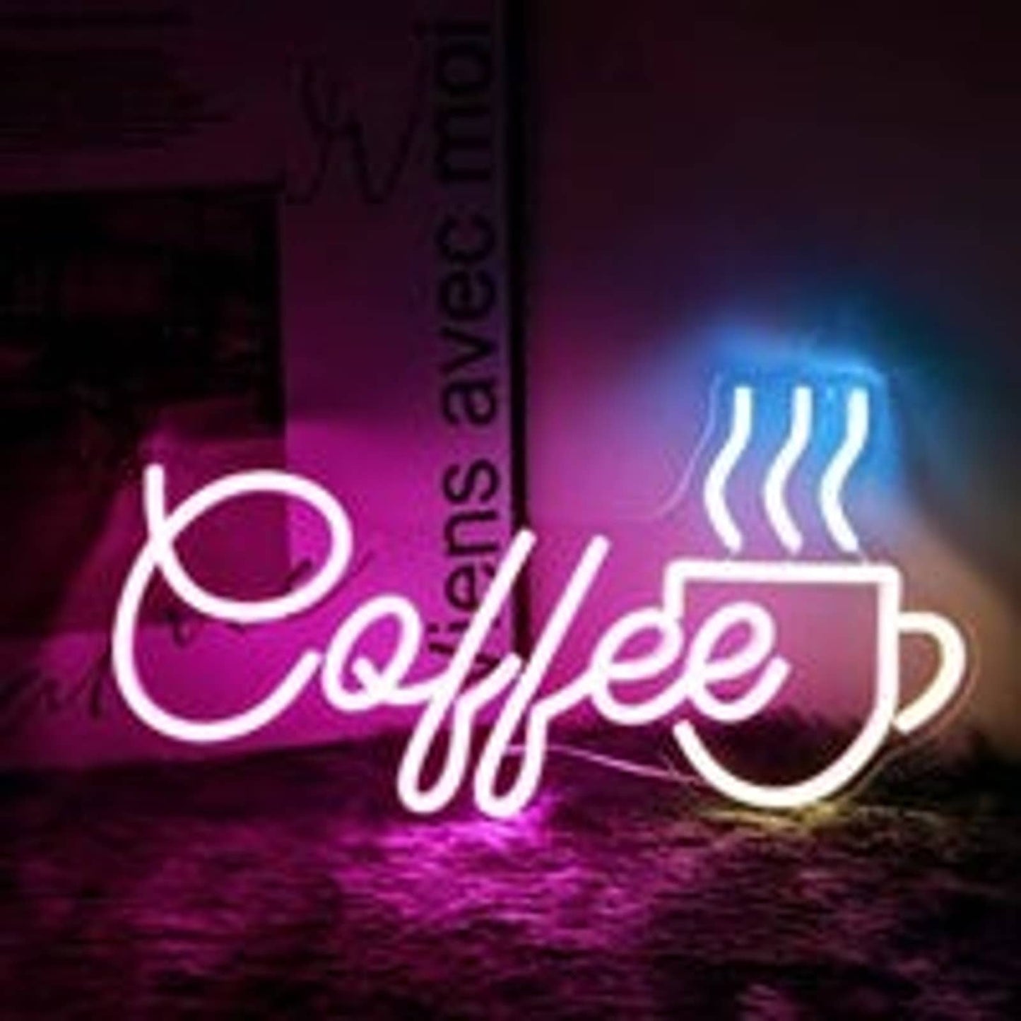 Lovely Bright Pink Hot Coffee Mug LED Night Light Room Wall Decoration