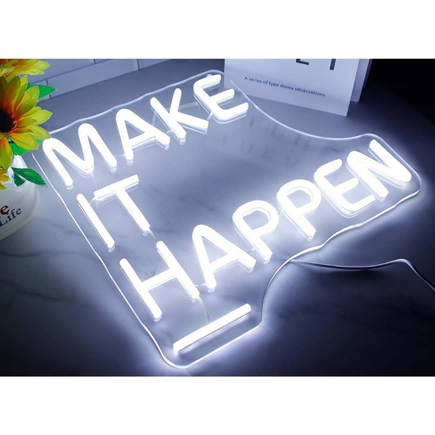 Motivation Bright Make It Happen LED Night Light Room Wall Decoration