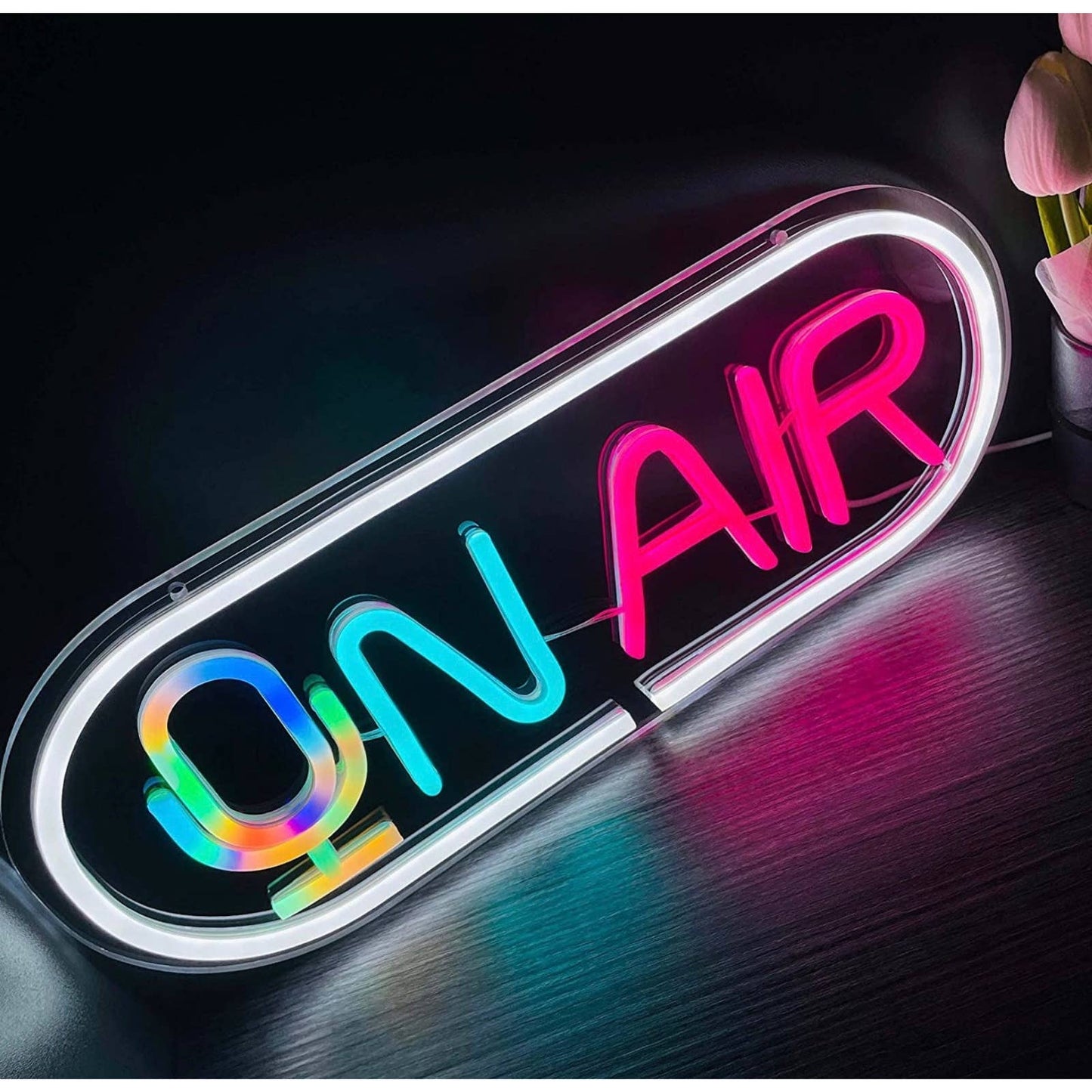Lovely Bright Unique Rainbow On Air Microphone LED Night Light Steaming Studio D
