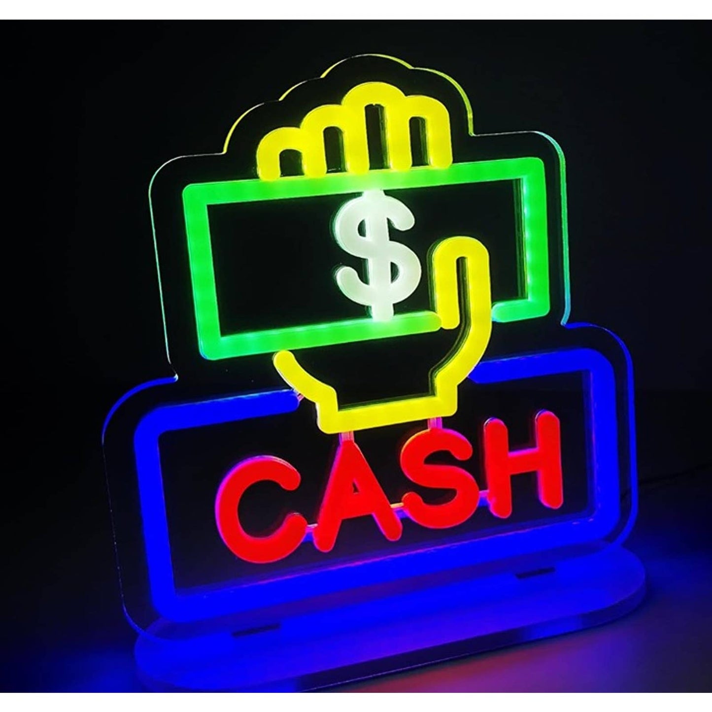 Vivid Bright “Cash” Hand LED Night Light Business Store Room Wall Sign