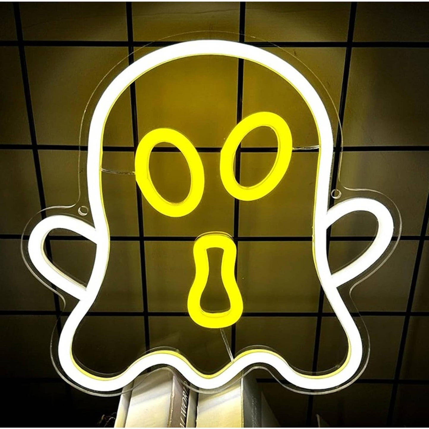 Fun Spooky Bright White/Yellow Ghost LED Night Light Halloween Decoration