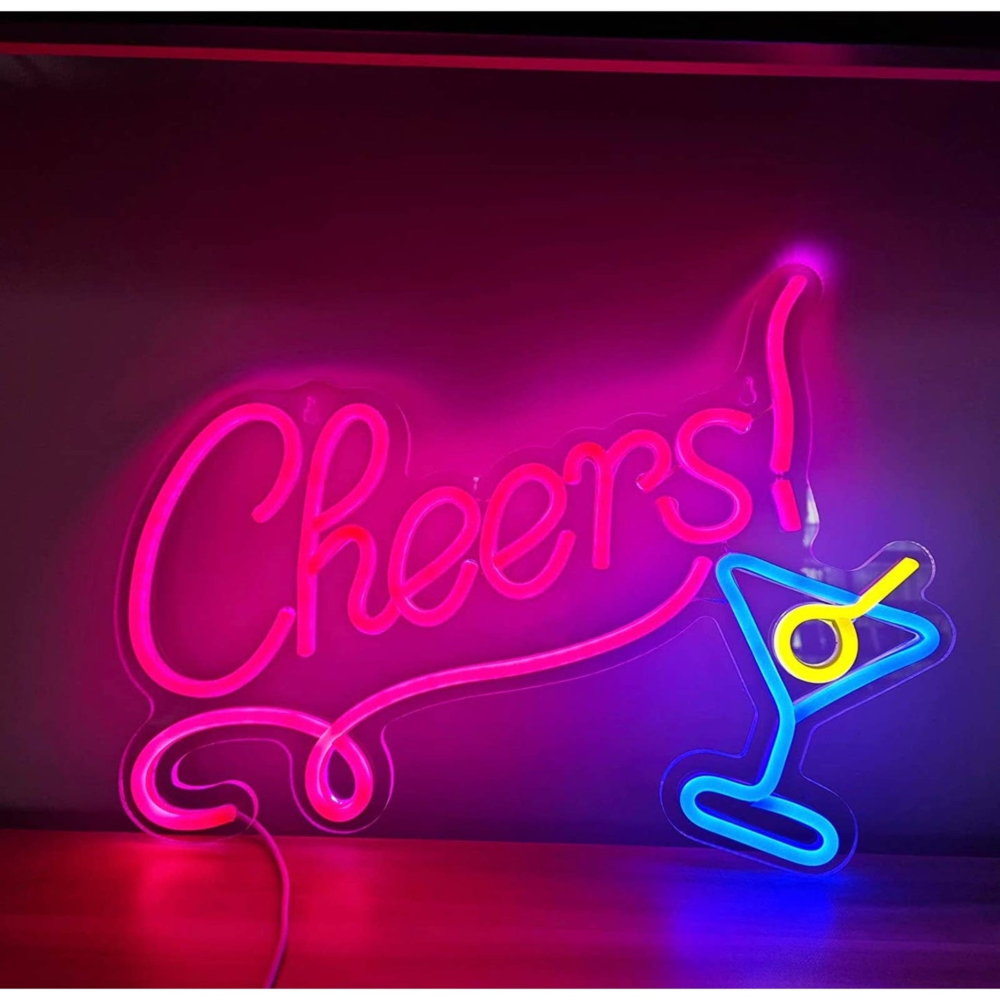 Fun Vivid Bright Cheers Cocktail Margarita LED Night Light Bar Room Wall Decor