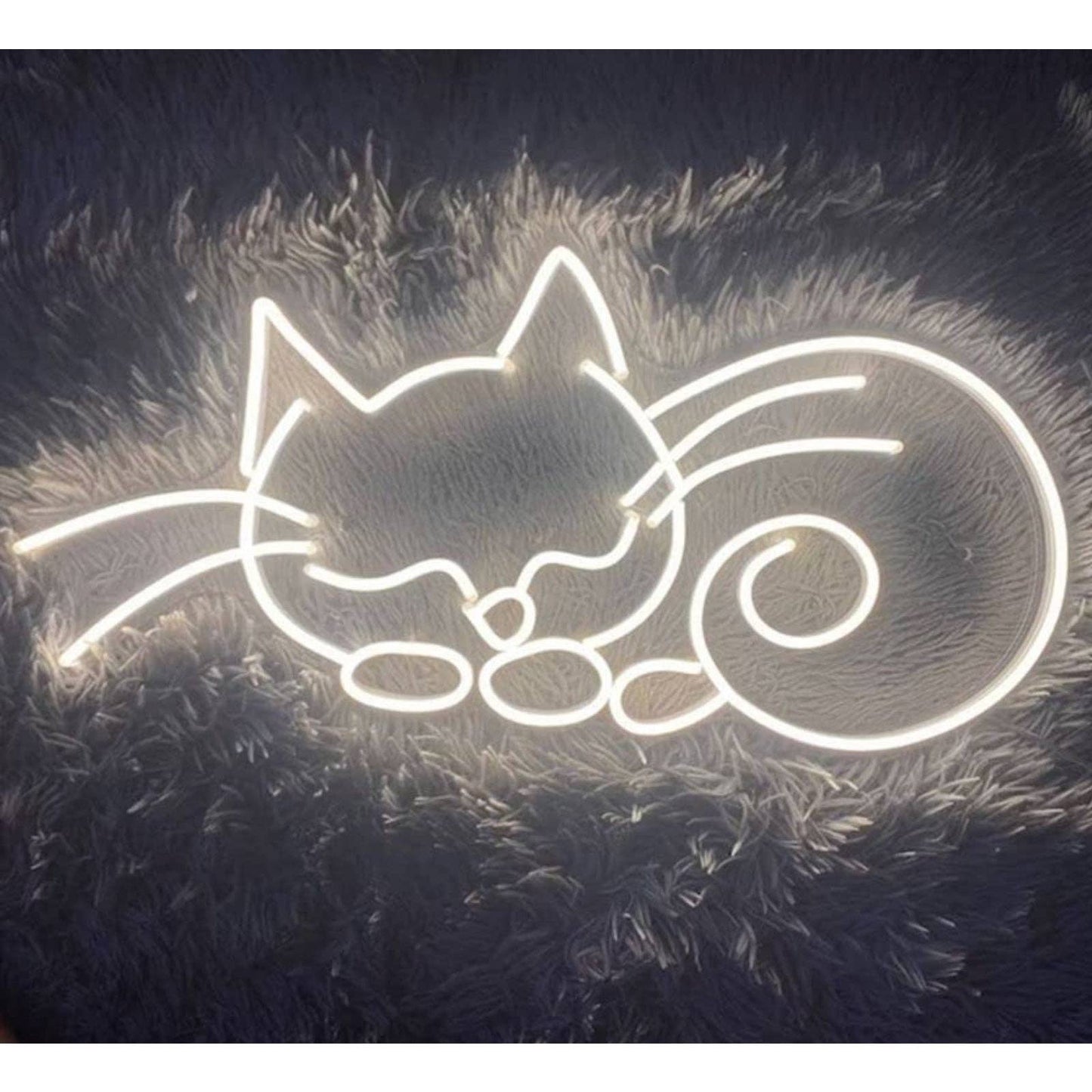 Lovely Bright Cool White Resting Kitty Cat LED Night Light Room Wall Decoration