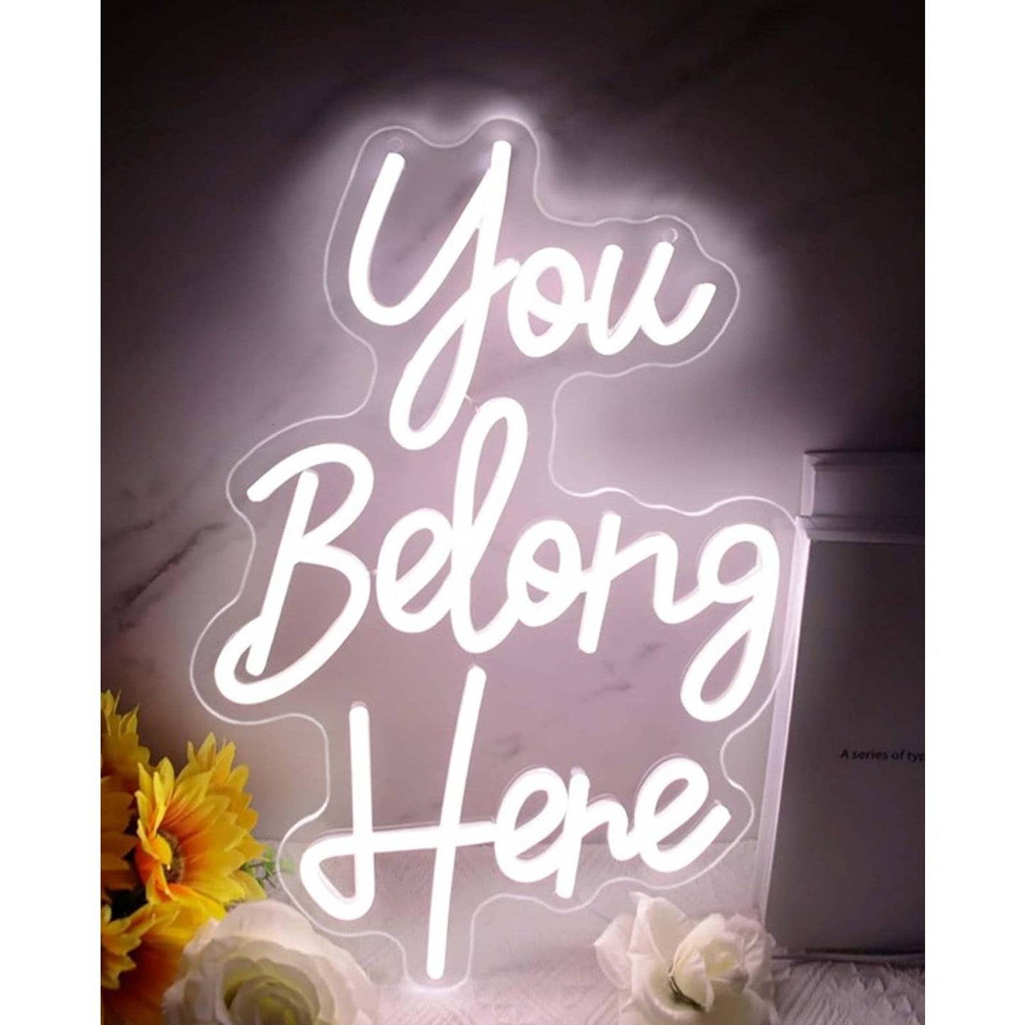 Lovely Bright White “You Belong Here” LED Night Light Room Wall Decor