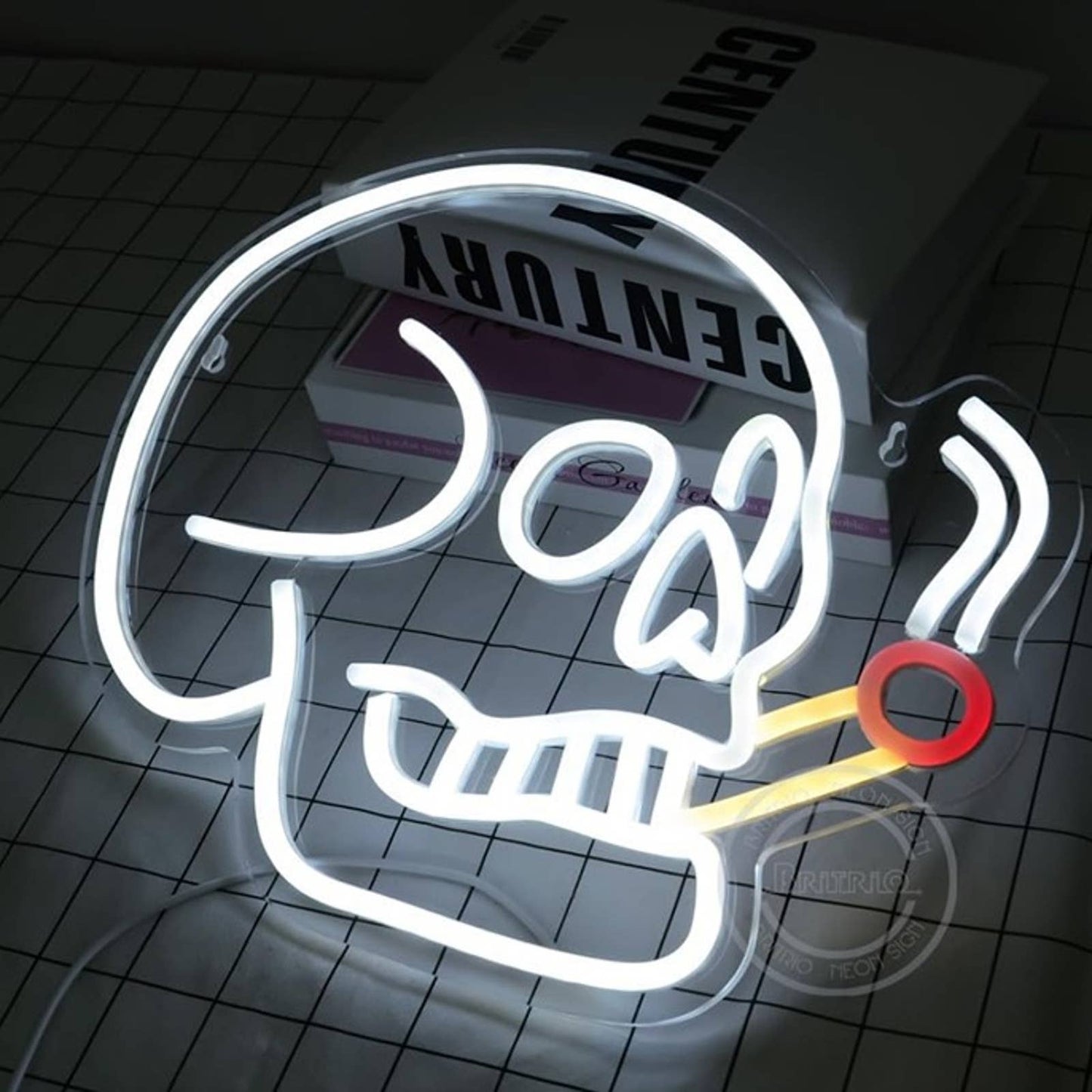 Fun Vivid Bright Smoking Skeleton Skull LED Night Light Room Wall Decor