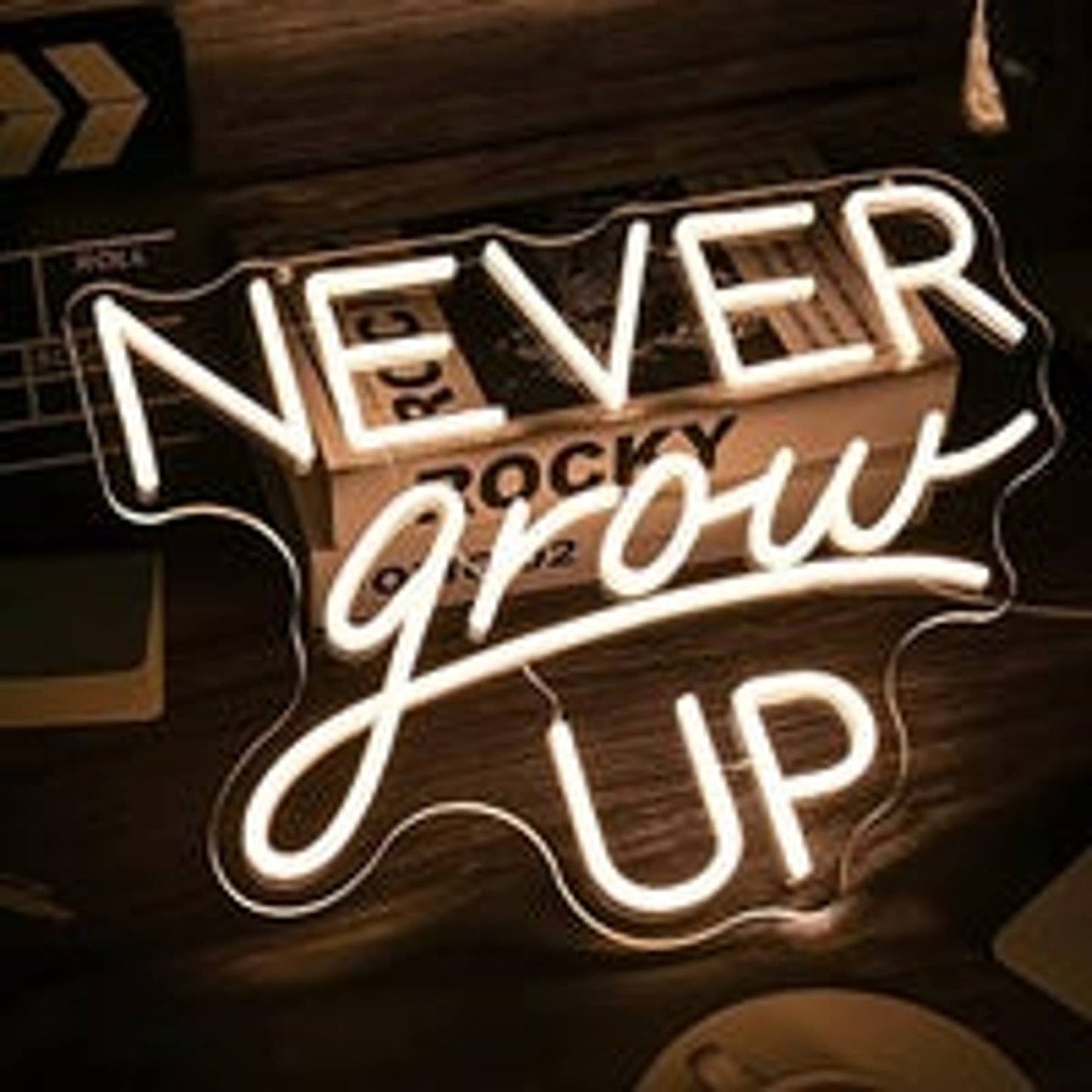 Vivid Bright Warm White Never Grow Up LED Night Light Room Wall Decoration