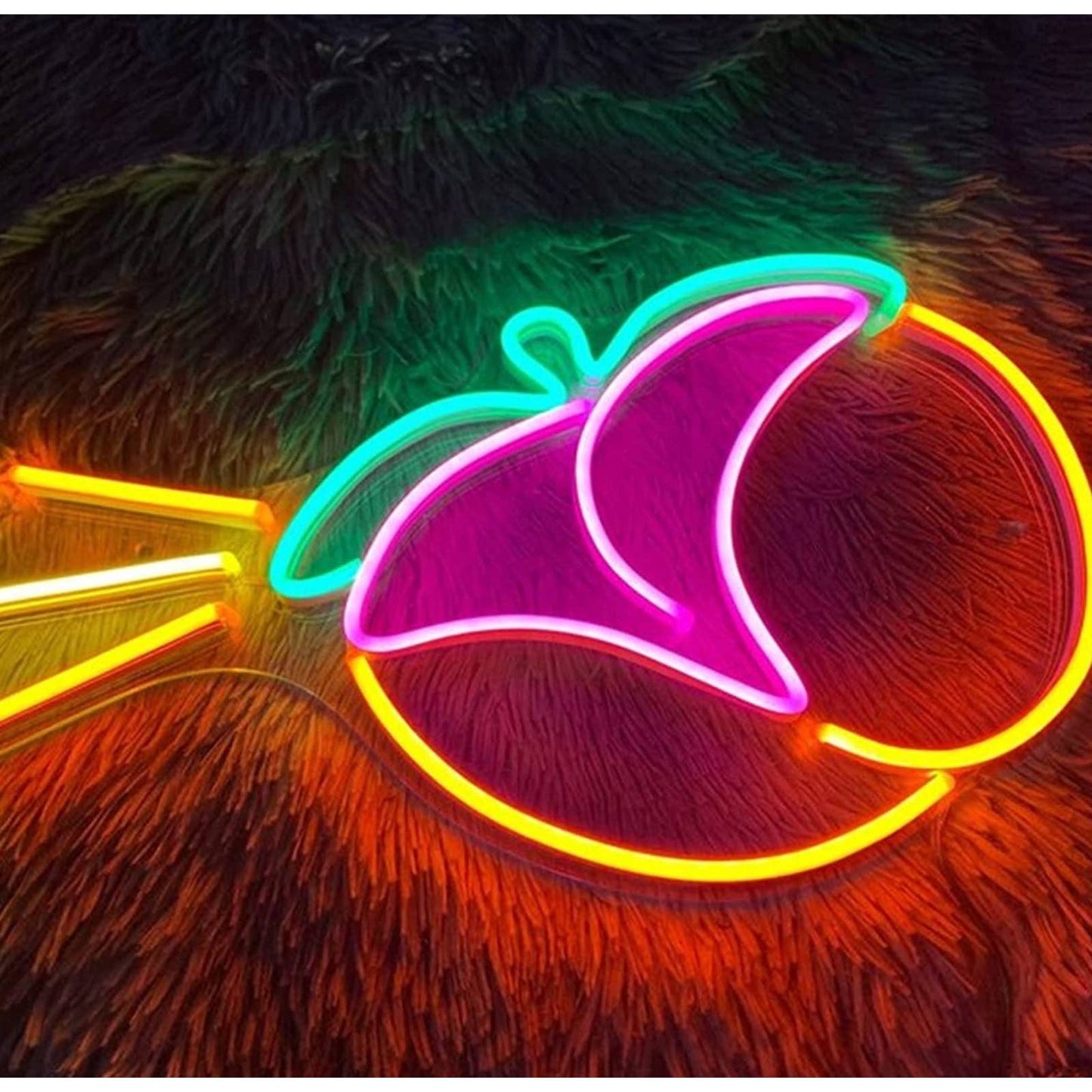 Fun Bright Peach Booty Fruit LED Night Light Room Wall Emoji Decoration