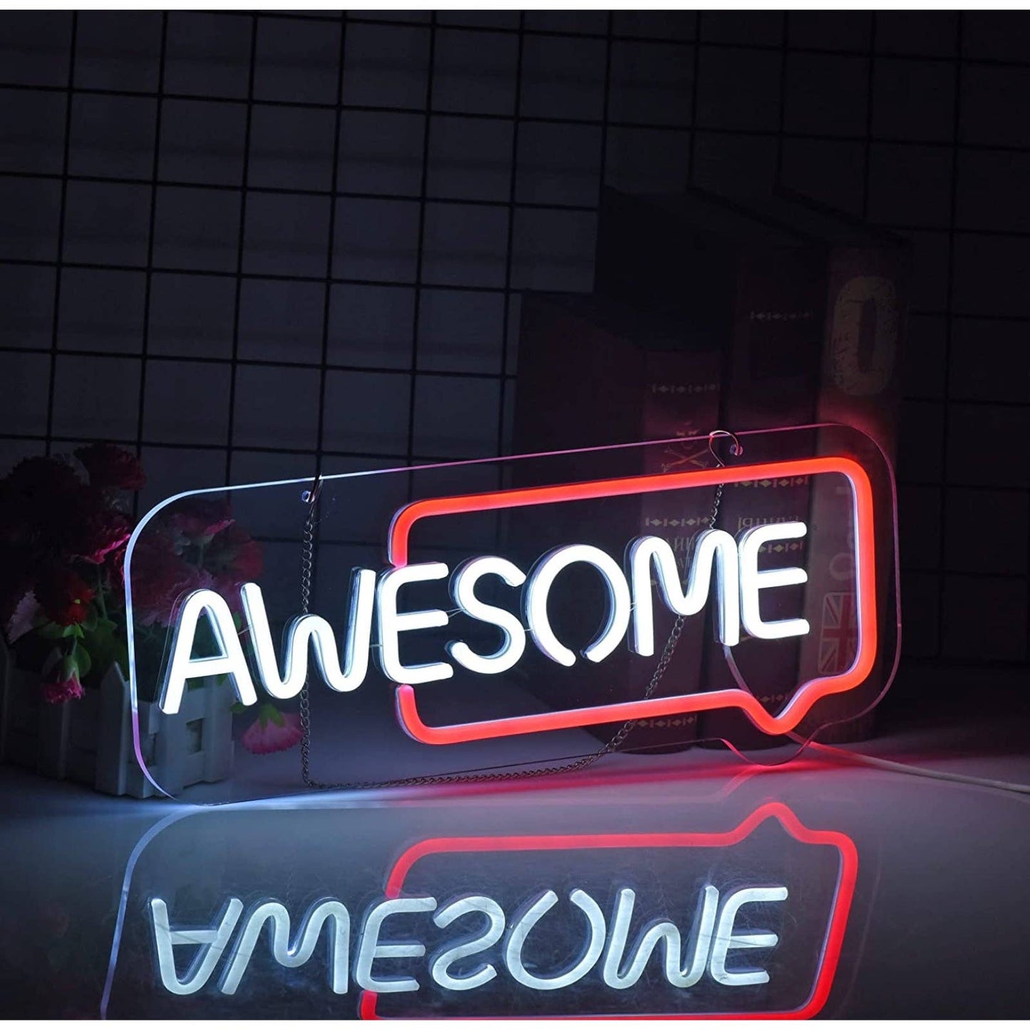 Bright Red Text Bubble Awesome LED Night Light Room Wall Decor