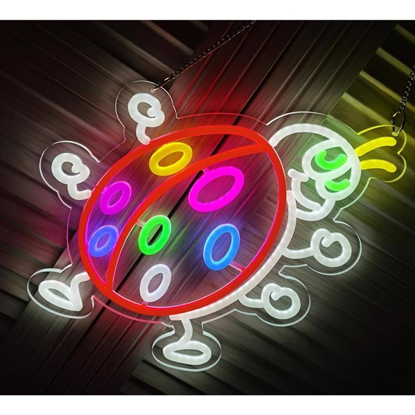 Fun Bright Rainbow Lady Bug Cartoon LED Night Light Room Wall Decor
