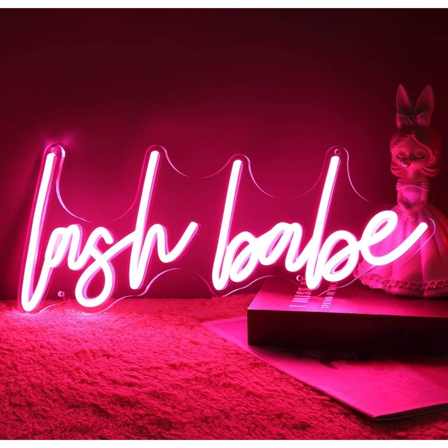 Lovely Bright Pink “Lash Babe” LED Night Light Room Wall Decoration