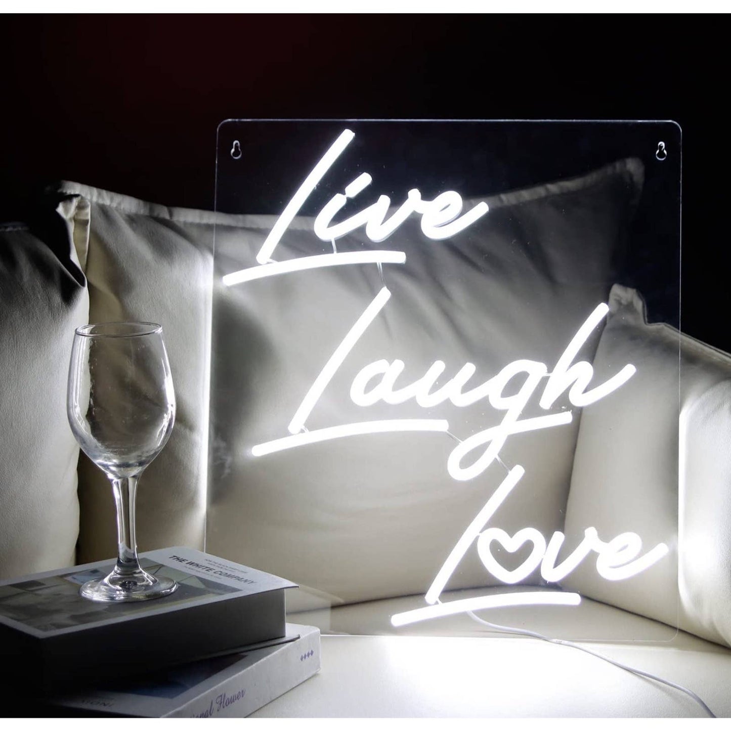 Lovely Simple Cool Bright White Live Laugh Love LED Night Light Sign Room Decor