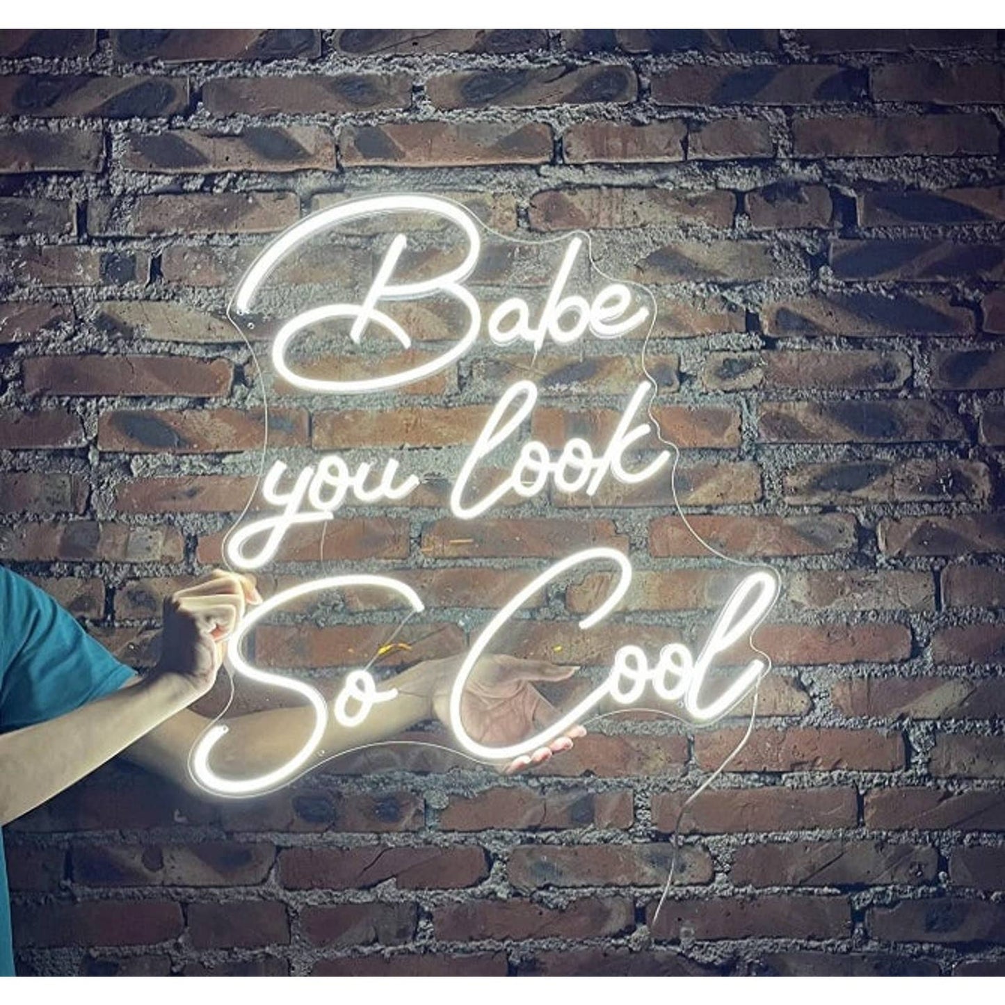 Lovely Large White “Babe You Look So Cool” LED Night Light Room Wall Decoration
