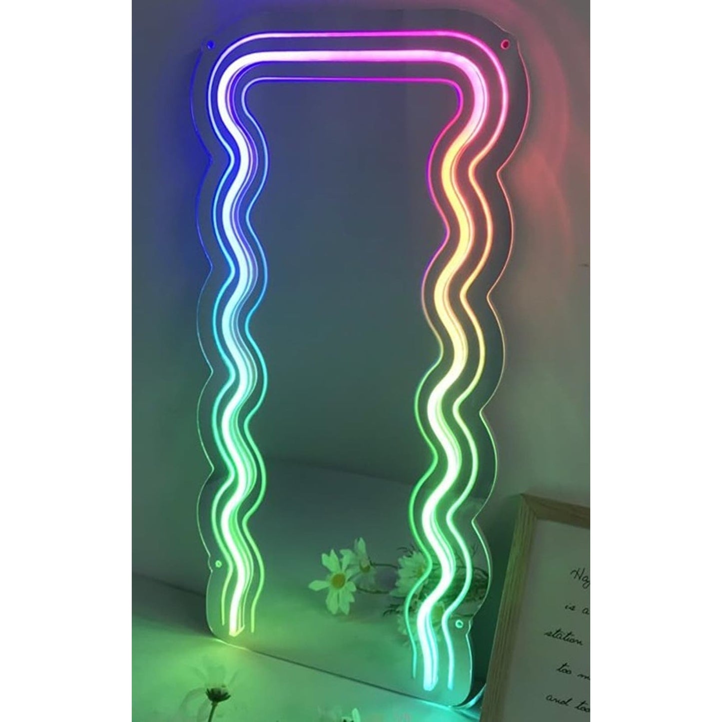 Lovely Bright Rainbow Swiggle Mirror LED Night Light Room Wall Decor