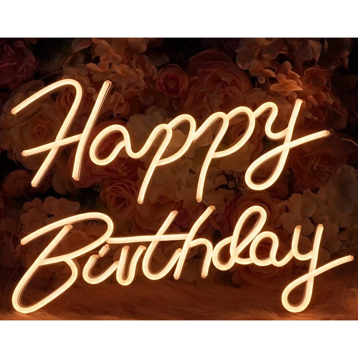 Lovely Simple Bright White Happy Birthday LED Night Light Room Wall Decoration