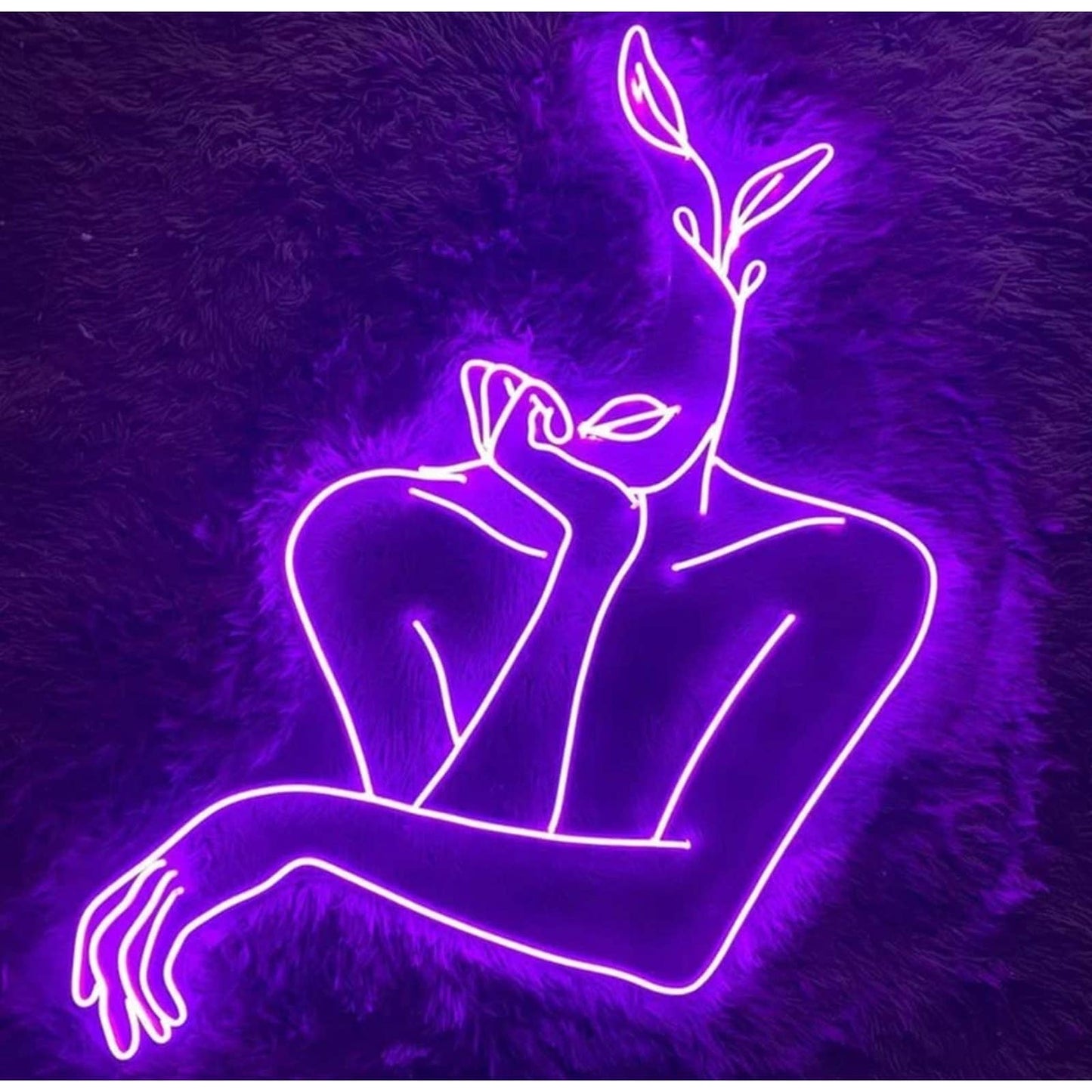 Lovely Bright Purple Plant Lady LED Night Light Room Wall Art Decoration