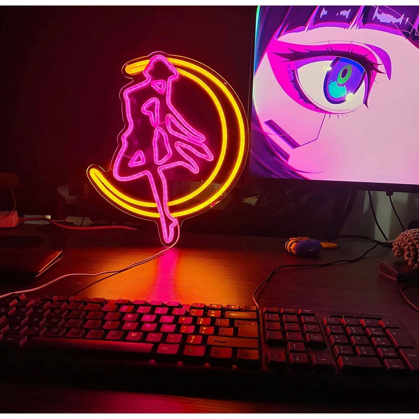 Lovely Bright Sailor Moon LED Night Light Anime Room Japan Wall Decoration