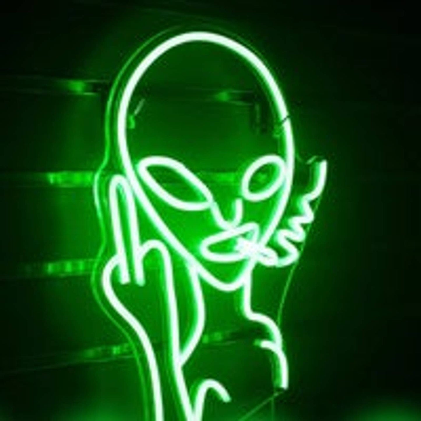 Funny Bright Green Bad Alien LED Night Light Sign Room Wall Decoration