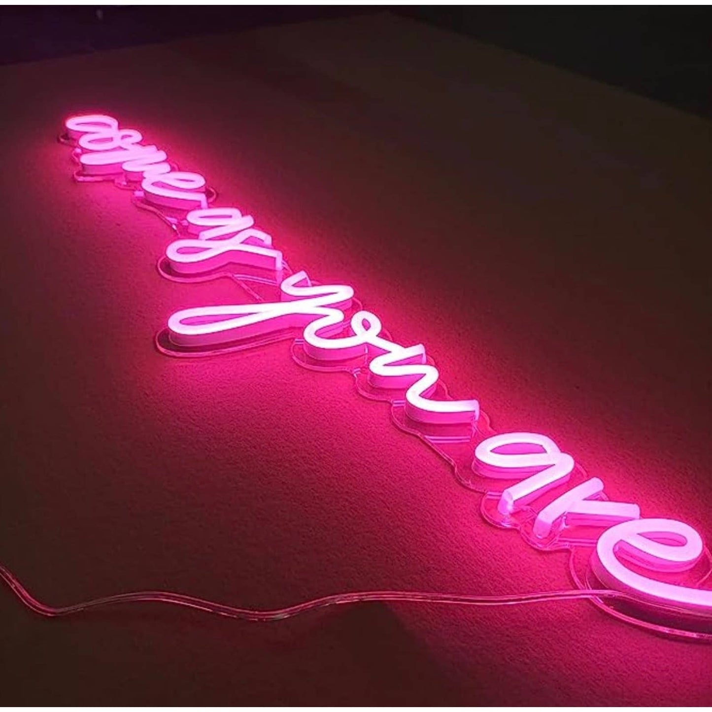 Lovely Bright Pink “Come As You Are” LED Night Light Room Wall Decoration