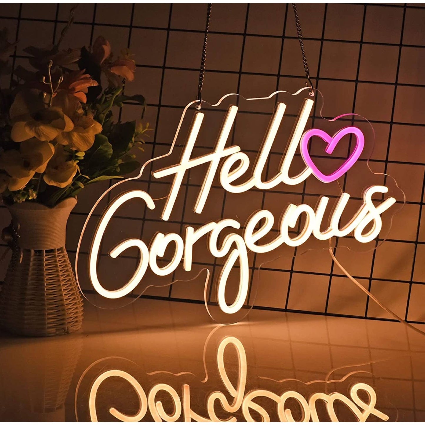 Adorable Bright White Hello Heart Gorgeous LED Love Night Light Room Wall Decor