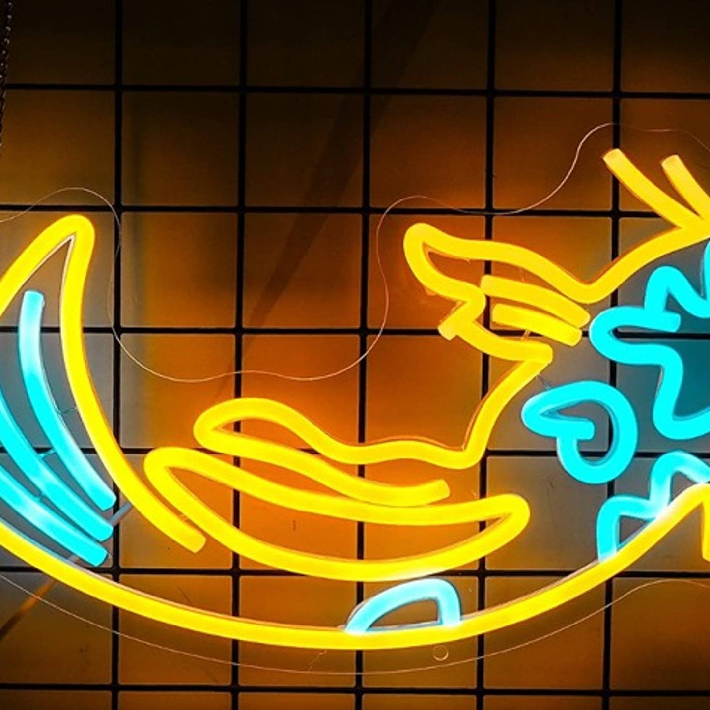 Vivid Bright Blue/Yellow Japanese Koi Fish LED Night Light Room Wall Decor