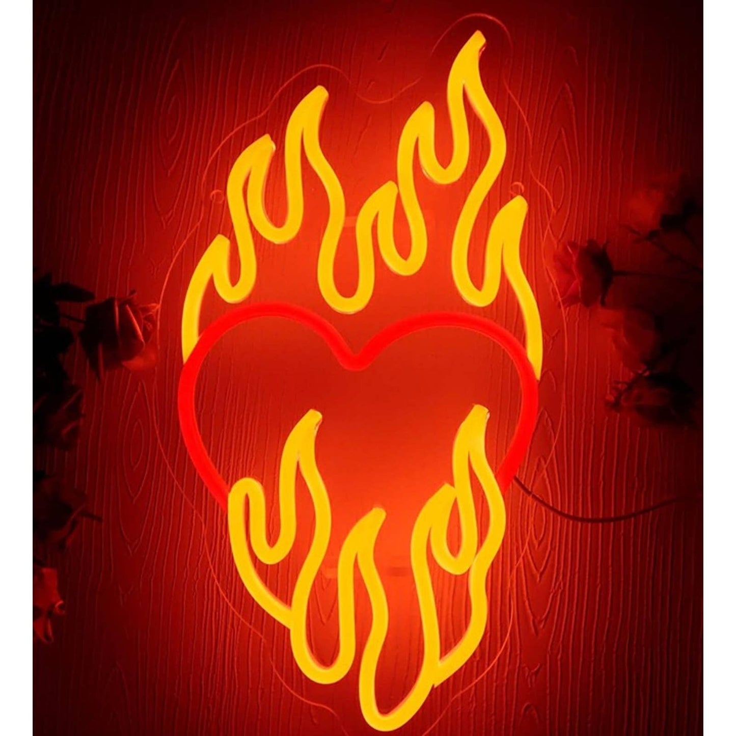 Lovely Vivid Warm Bright Heart on Fire LED Night Light Room Wall Decor