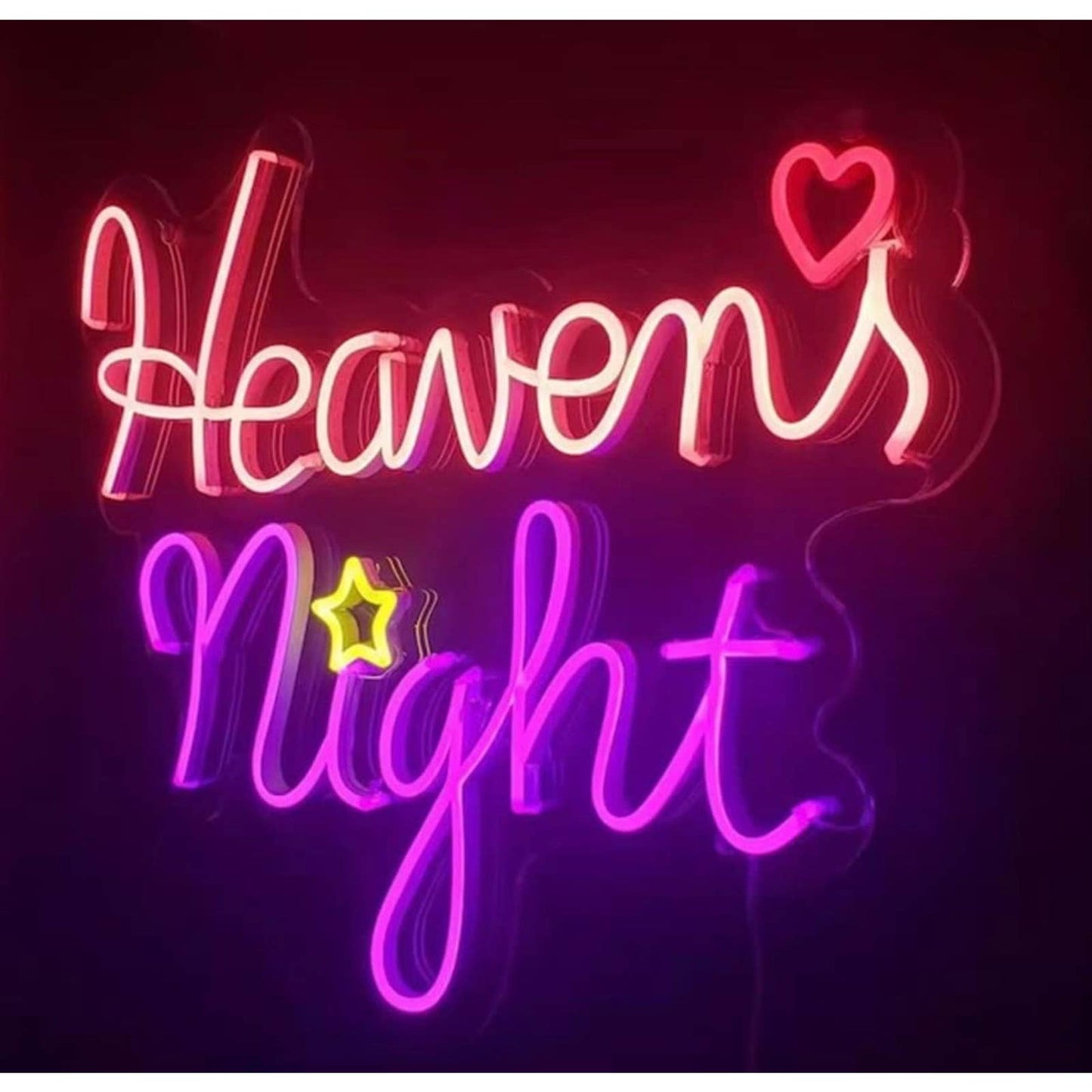 Lovely Bright Pink & Purple “Heaven’s Night” LED Night Light Sign Room Wall Deco