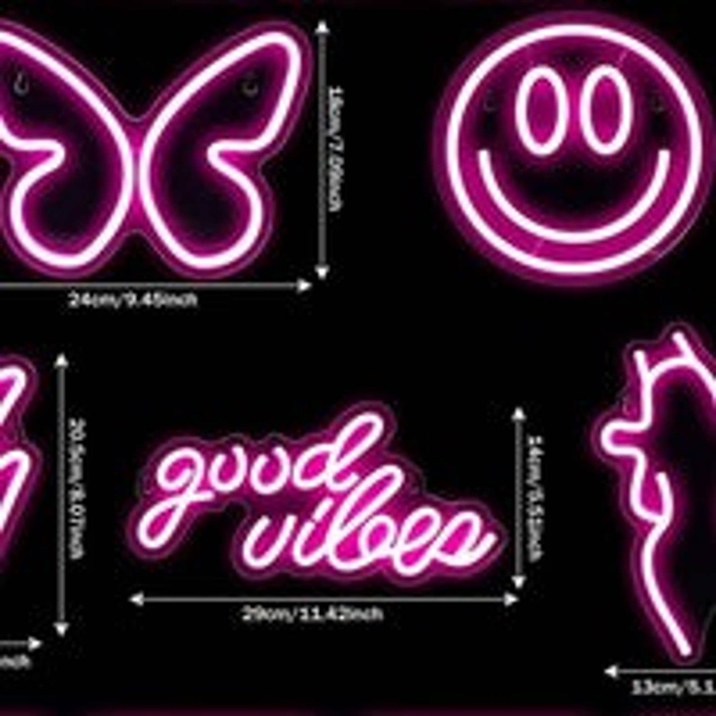 Lovely Bright Pink Shapes Bundle LED Night Light Room Wall Decorations