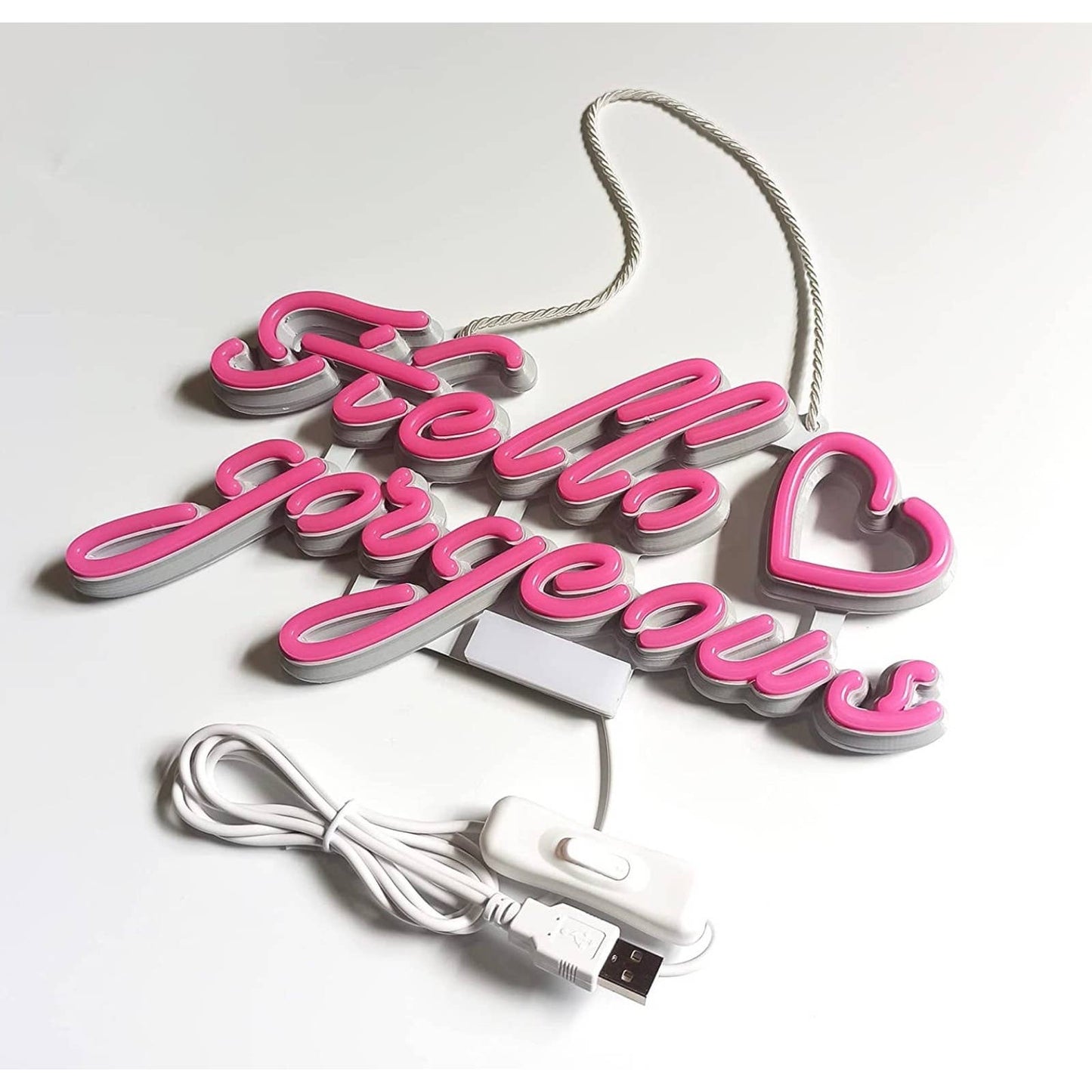 Lovely Bright Pink Empowering “Hello Gorgeous” LED Night Light Room Wall Decor