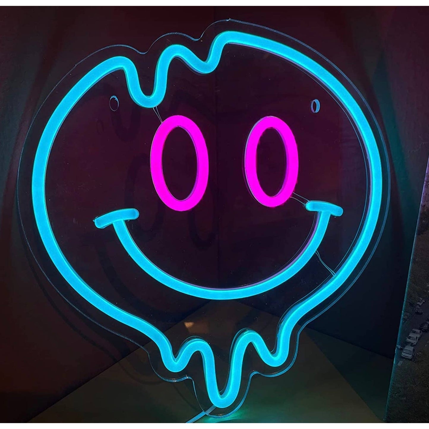Fun Bright Melting Blue Pink Eye Smiley Face LED Night Light Room Wall Decoratio