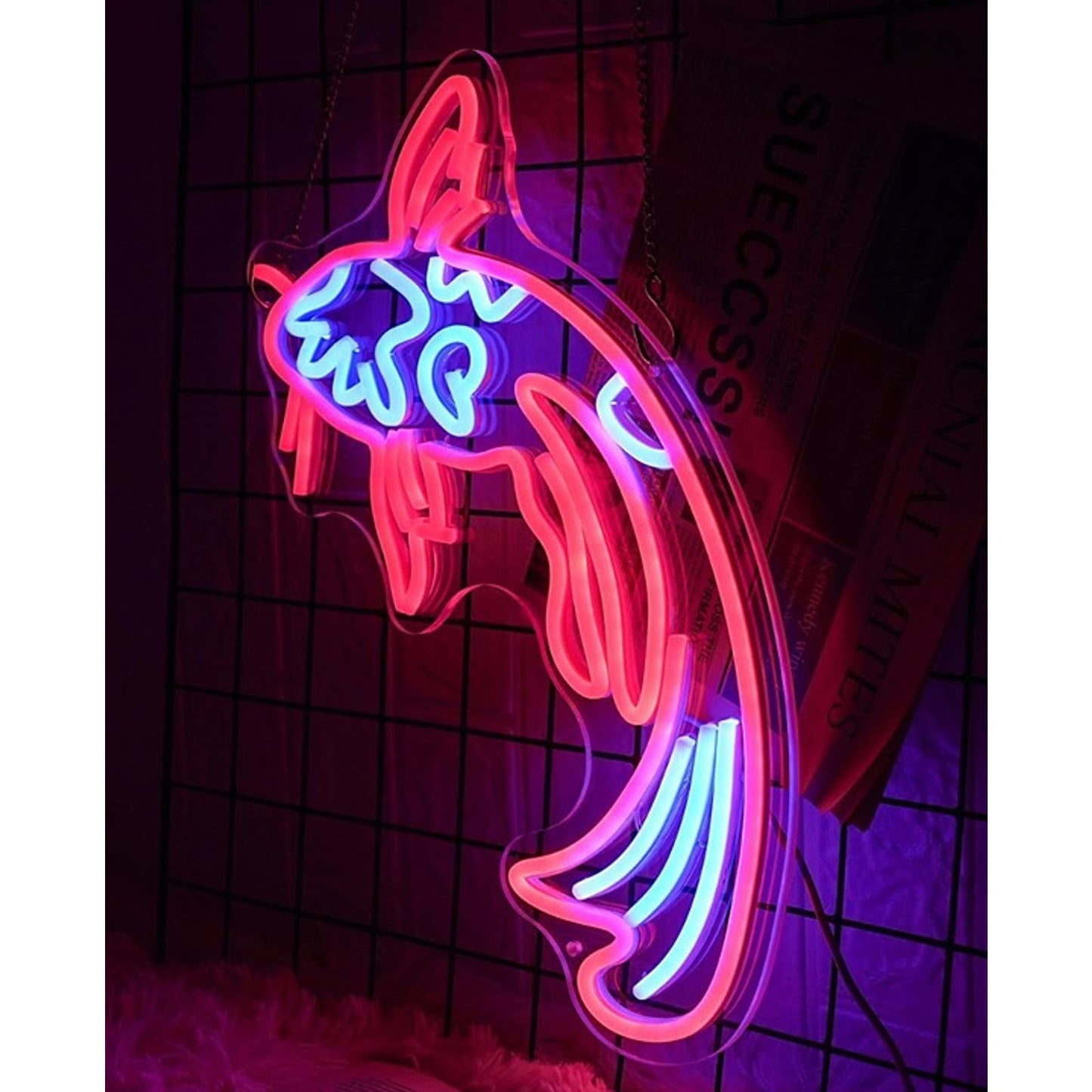 Lovely Bright Red/Blue Japanese Koi Fish LED Night Light Room Wall Decor