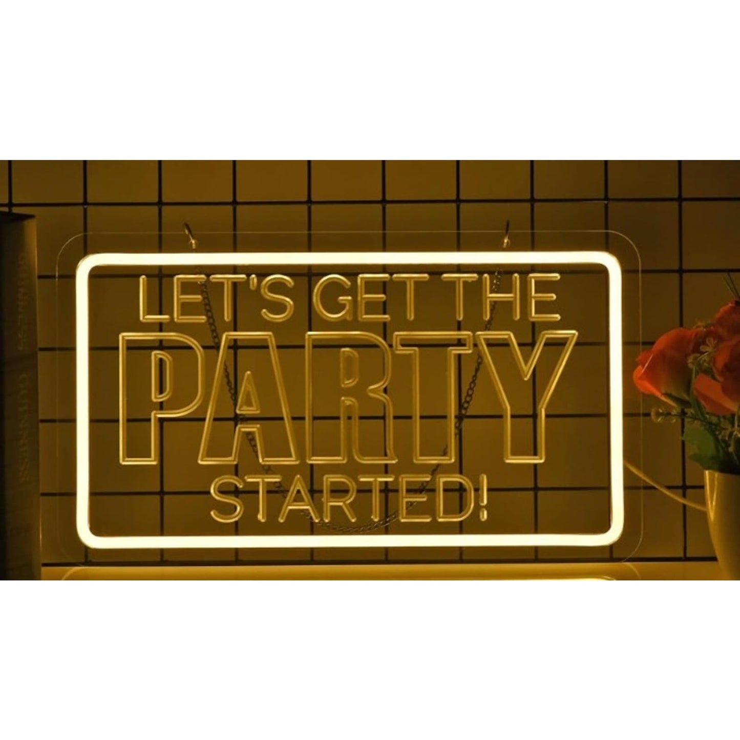 Fun Warm Bright “Let’s Gert the Party Started!” LED Night Light Room Wall Decor