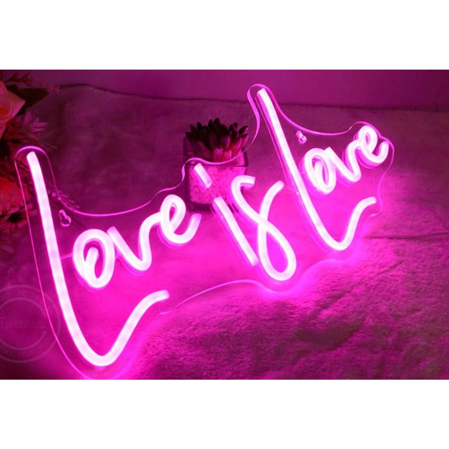 Lovely Bright Pink “Love is Love” LED Night Light Room Wall Decoration