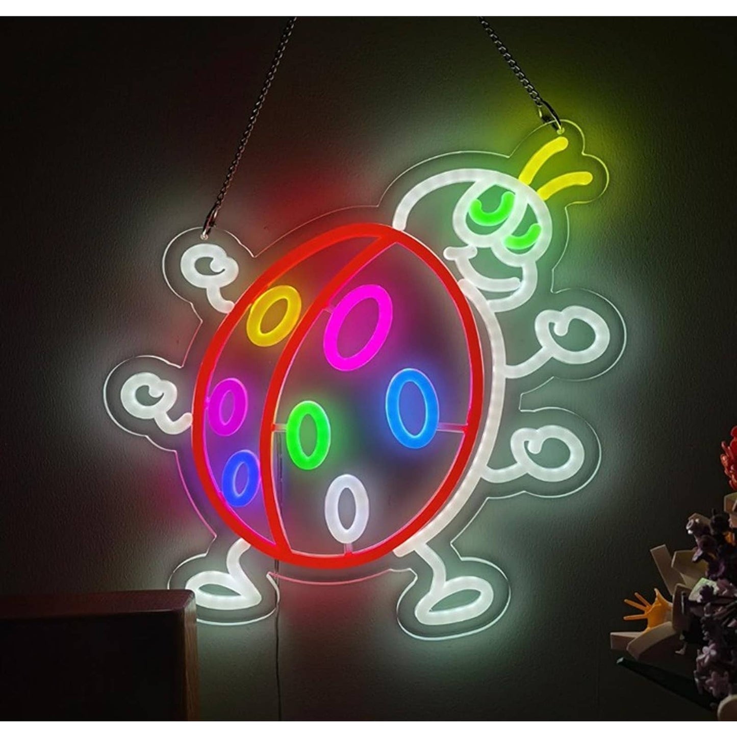 Fun Bright Rainbow Lady Bug Cartoon LED Night Light Room Wall Decor