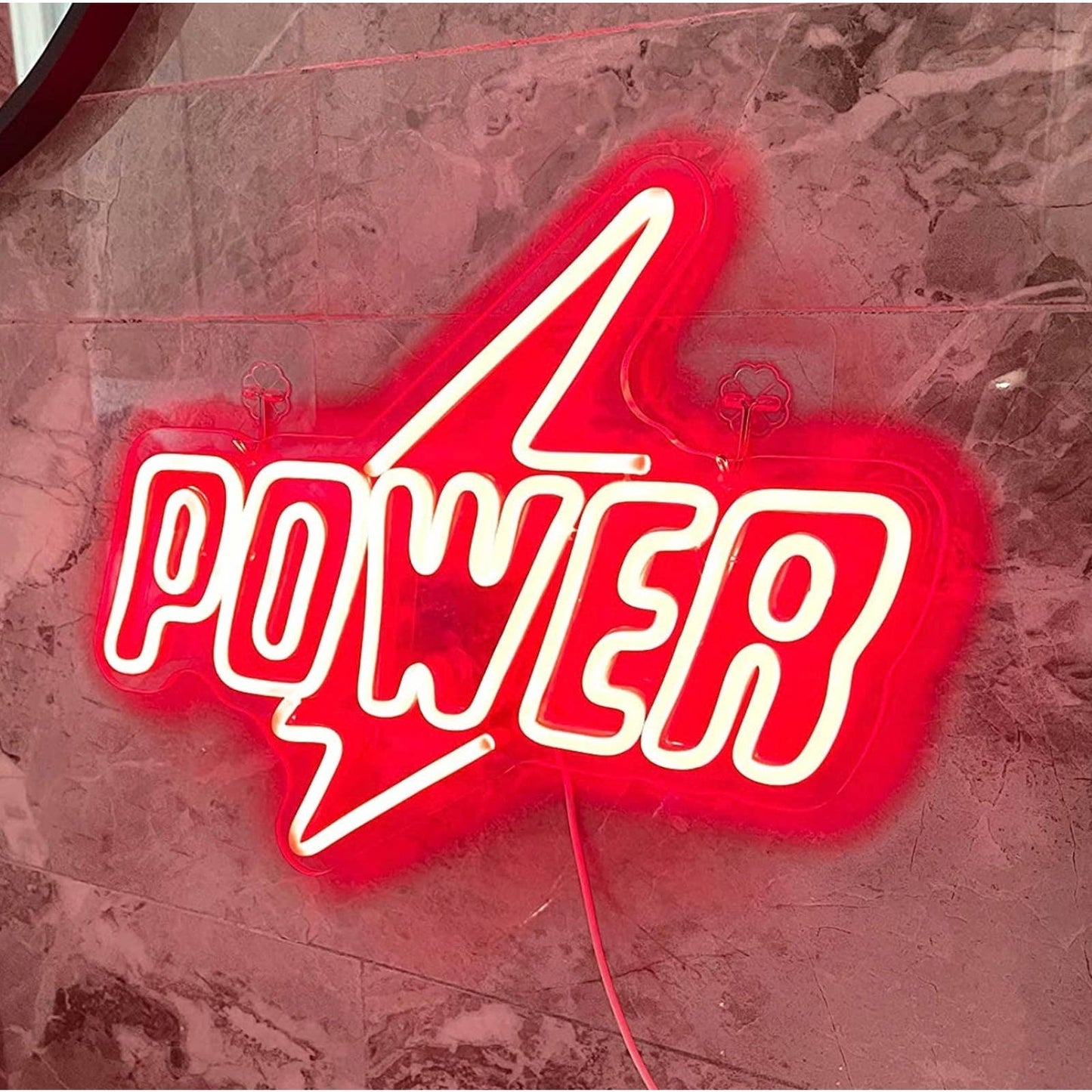 Bright Red Power Lightning Bolt LED Night Light Room Wall Decoration