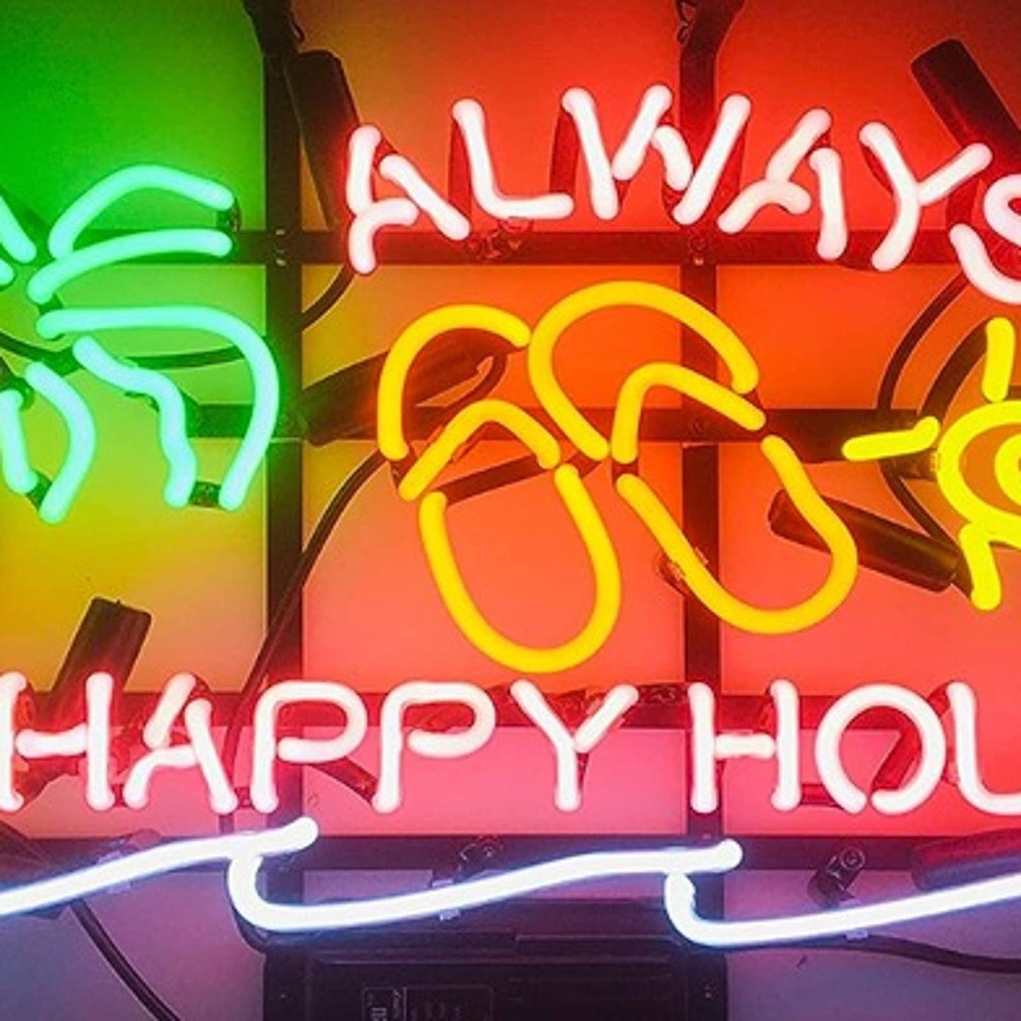 Fun Bright “Always Happy Hour” Sandals Beach Chair & Umbrella Drink LED Light Si