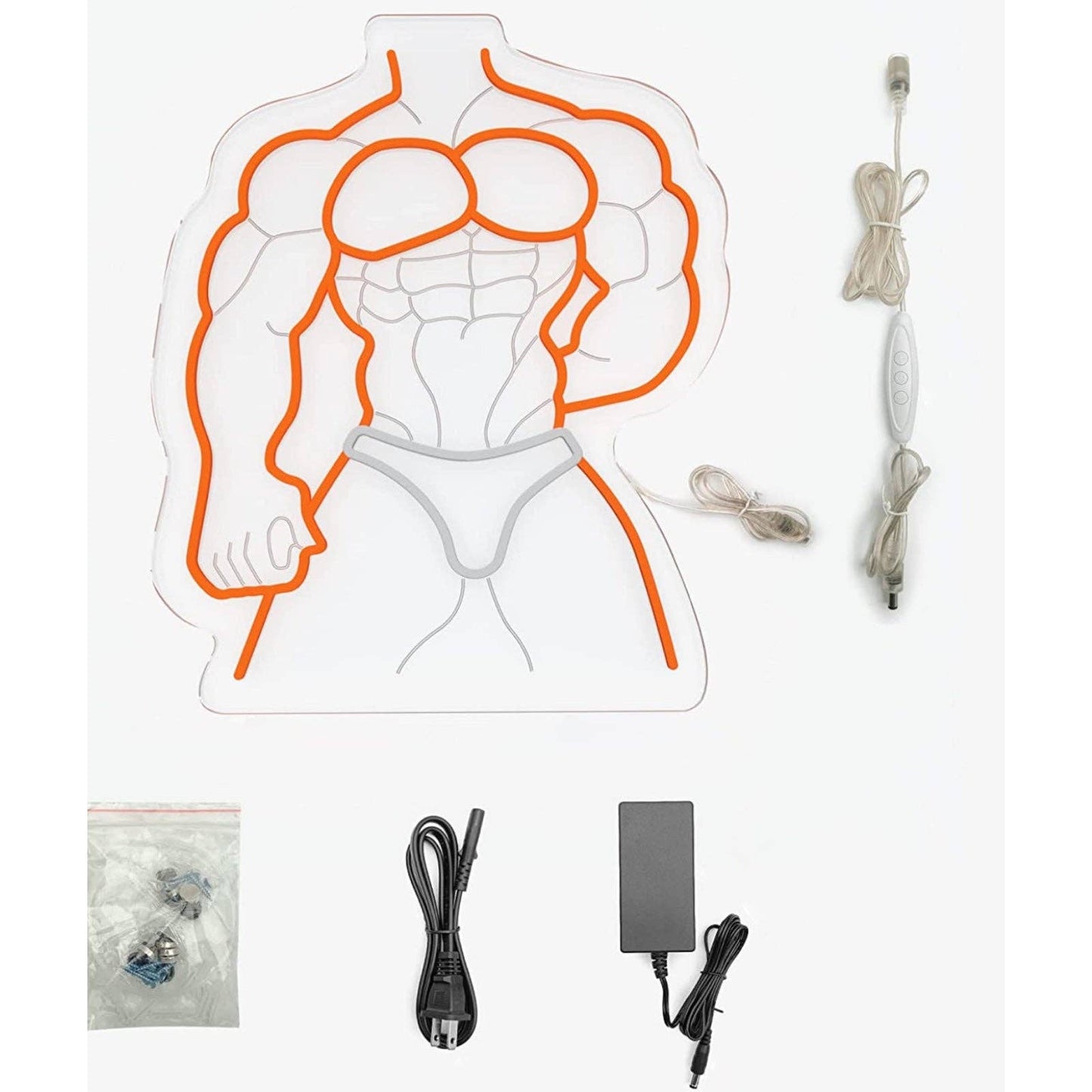 Bright Strong Body Builder Muscle Man Gym LED Light Exercise Room Wall Decor